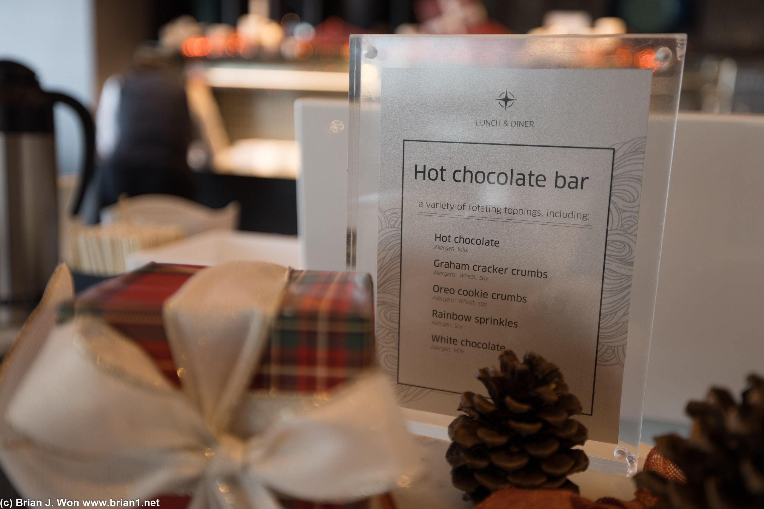Hot chocolate bar at Polaris Lounge SFO.