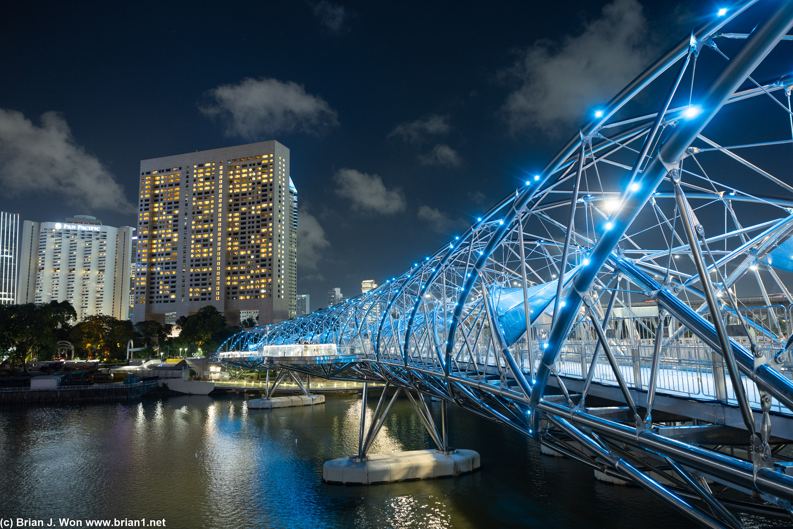 Reverse angle of the Helix Bridge and the Ritz-Carlton.