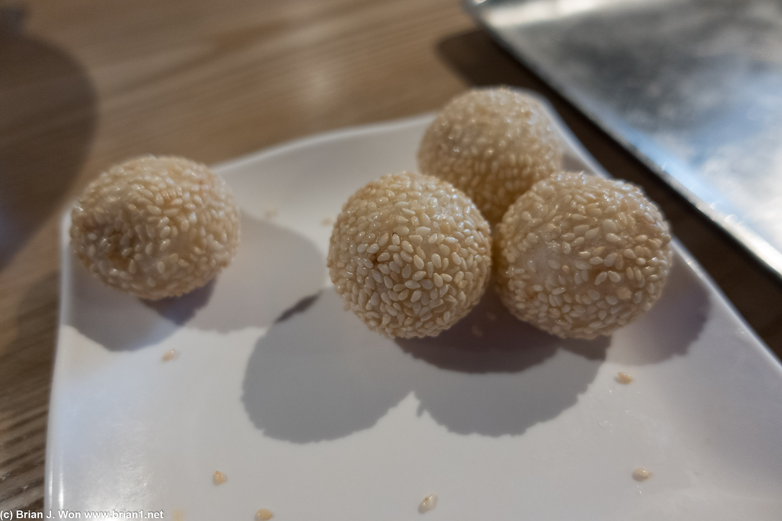 Sesame balls for dessert were okay.