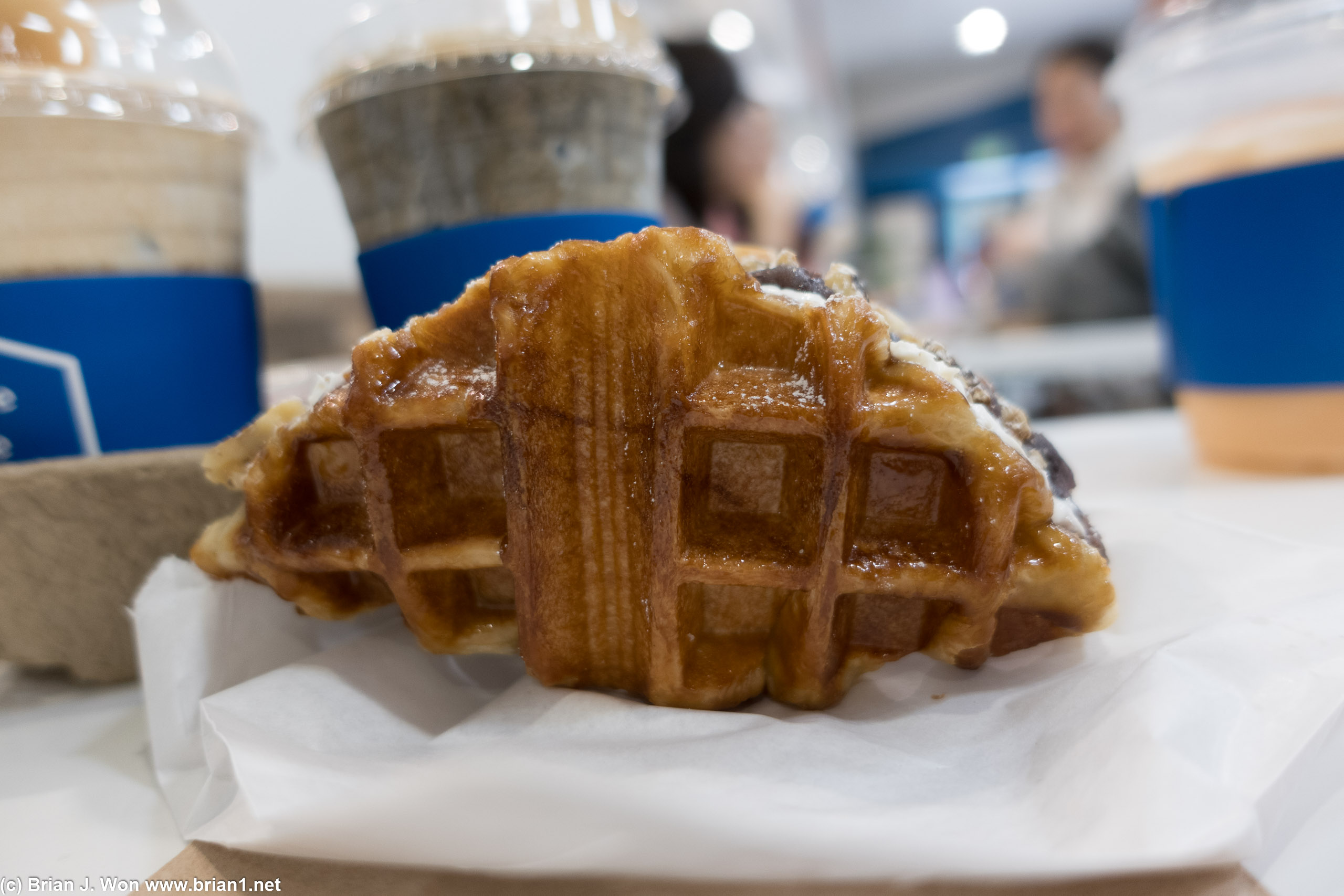 Glazed waffle shell.