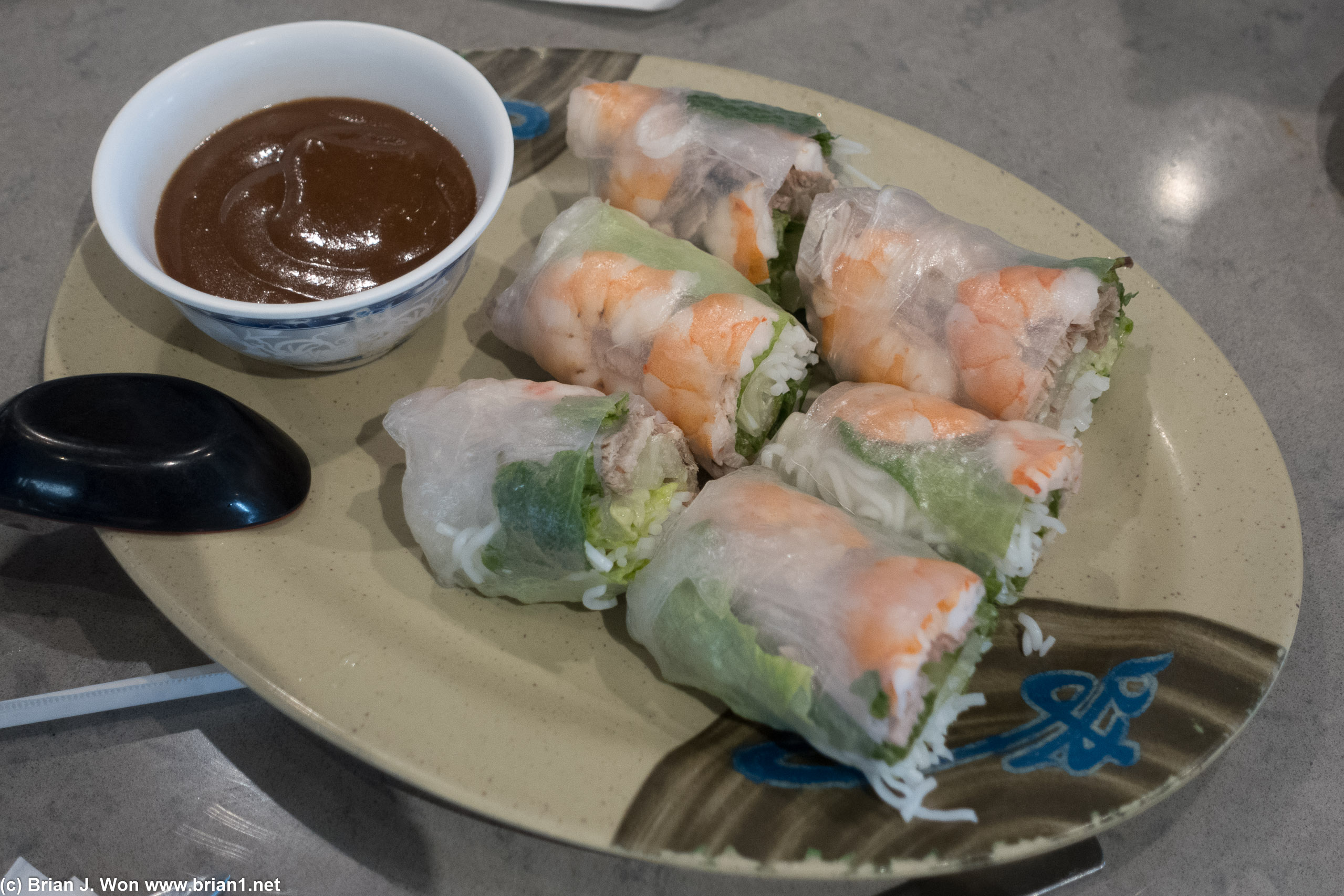 Nem nuong (shrimp and pork spring rolls).