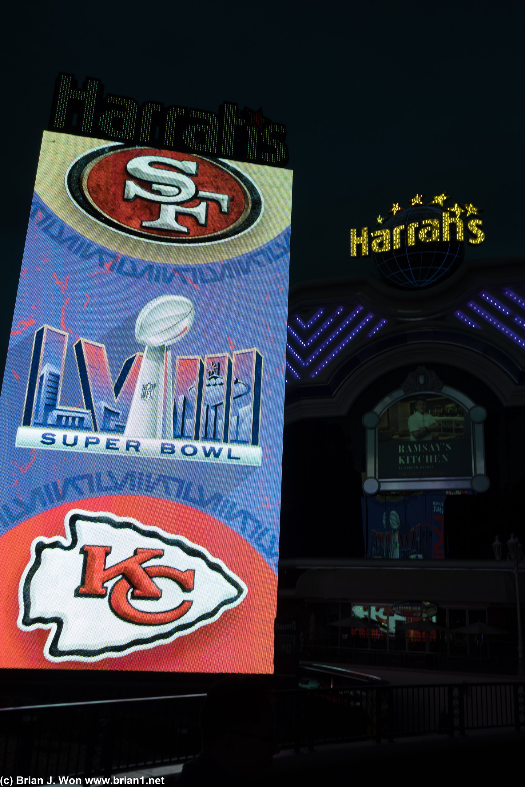 Harrah's promoting the Super Bowl.