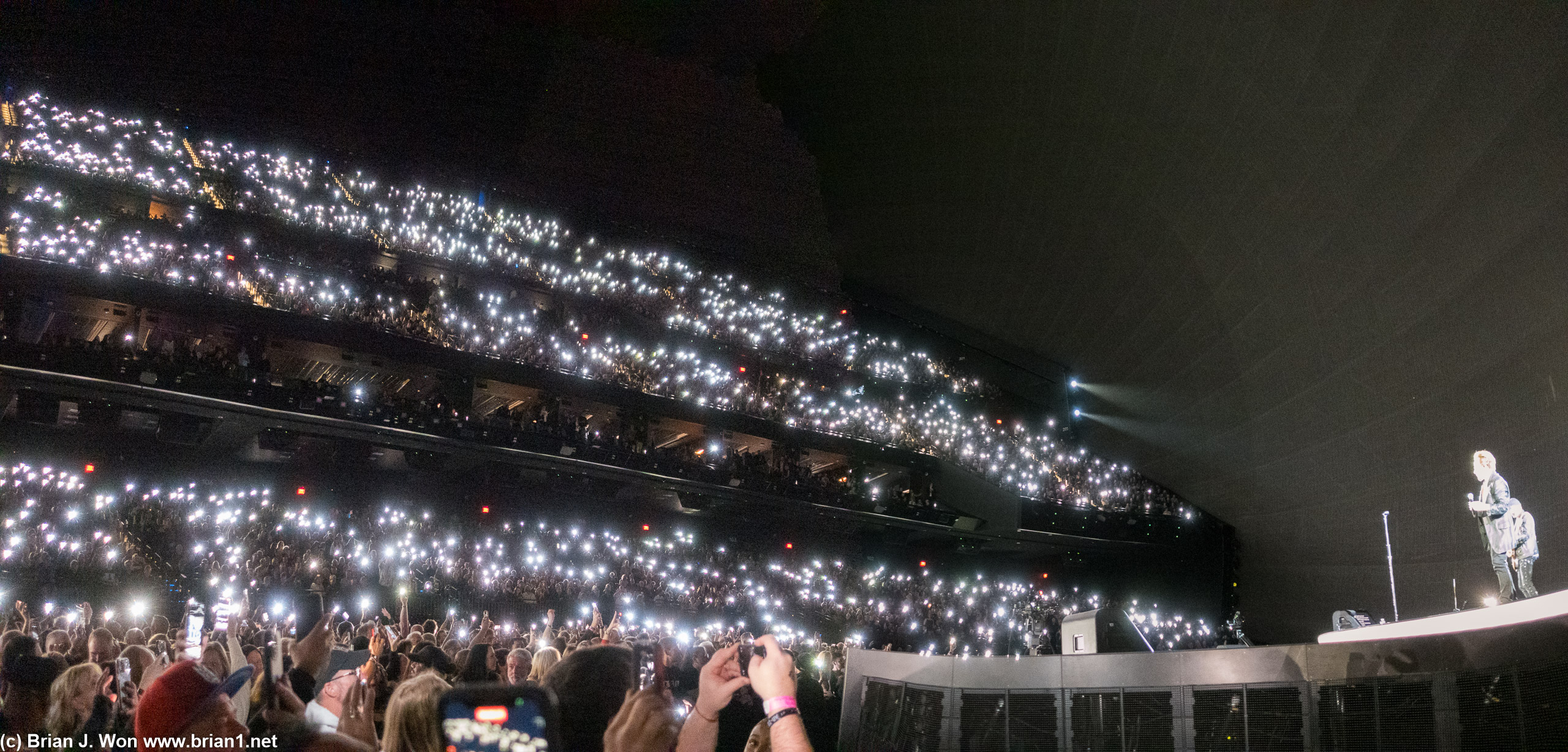 Asking the audience for their lights.