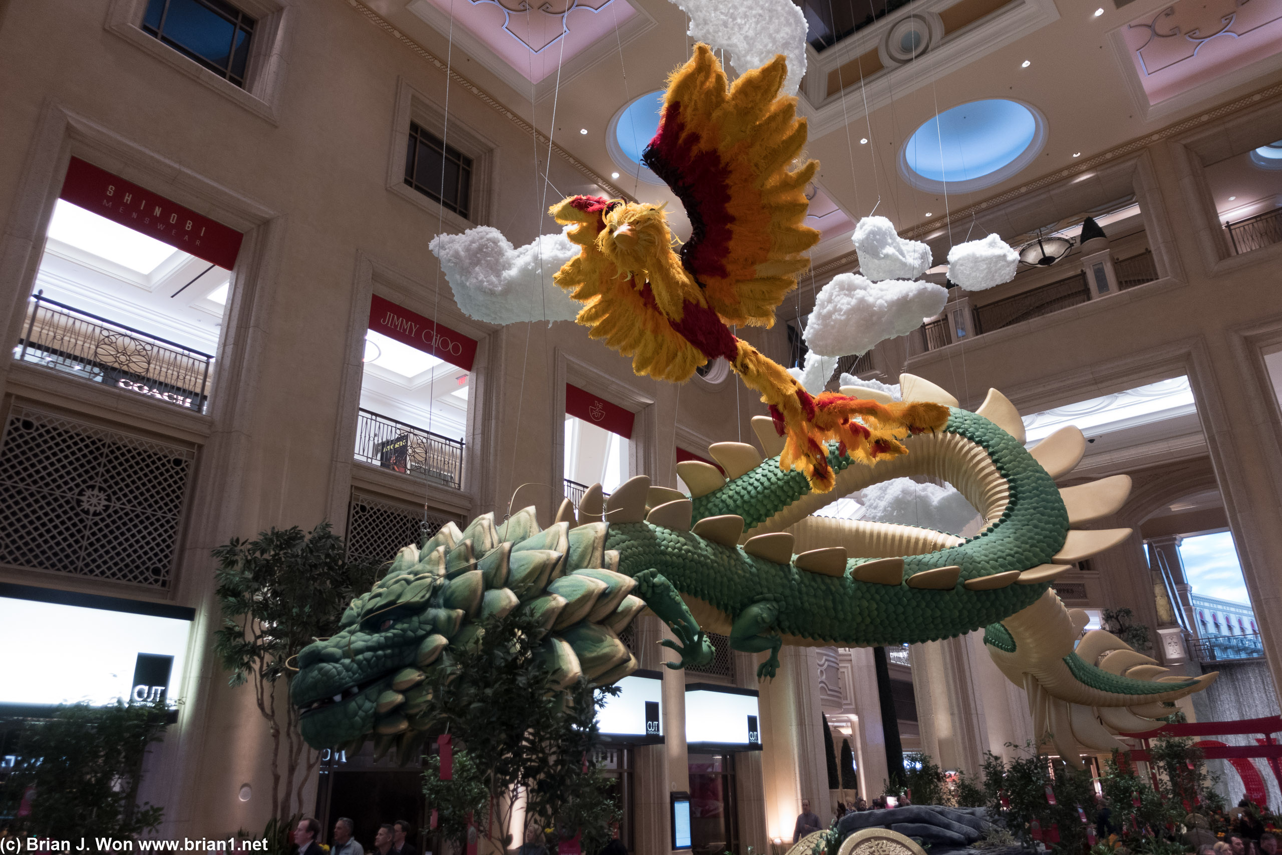 Dragon and phoenix inside The Venetian for Lunar New Year.