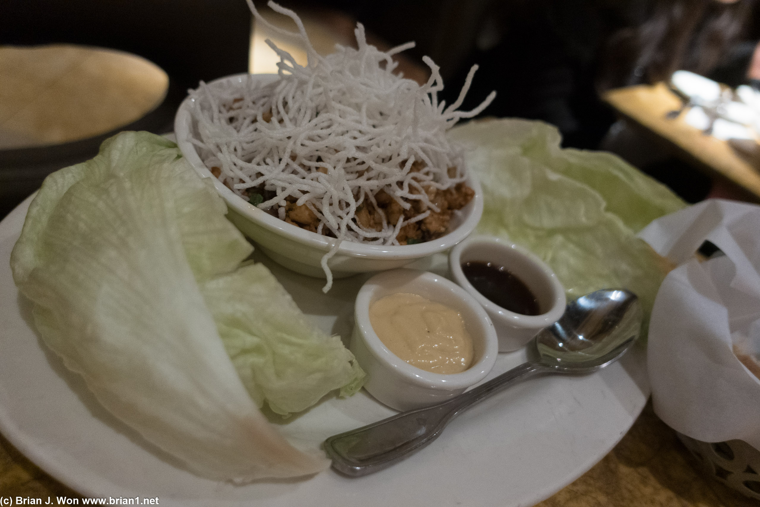 Asian style chicken lettuce wraps.