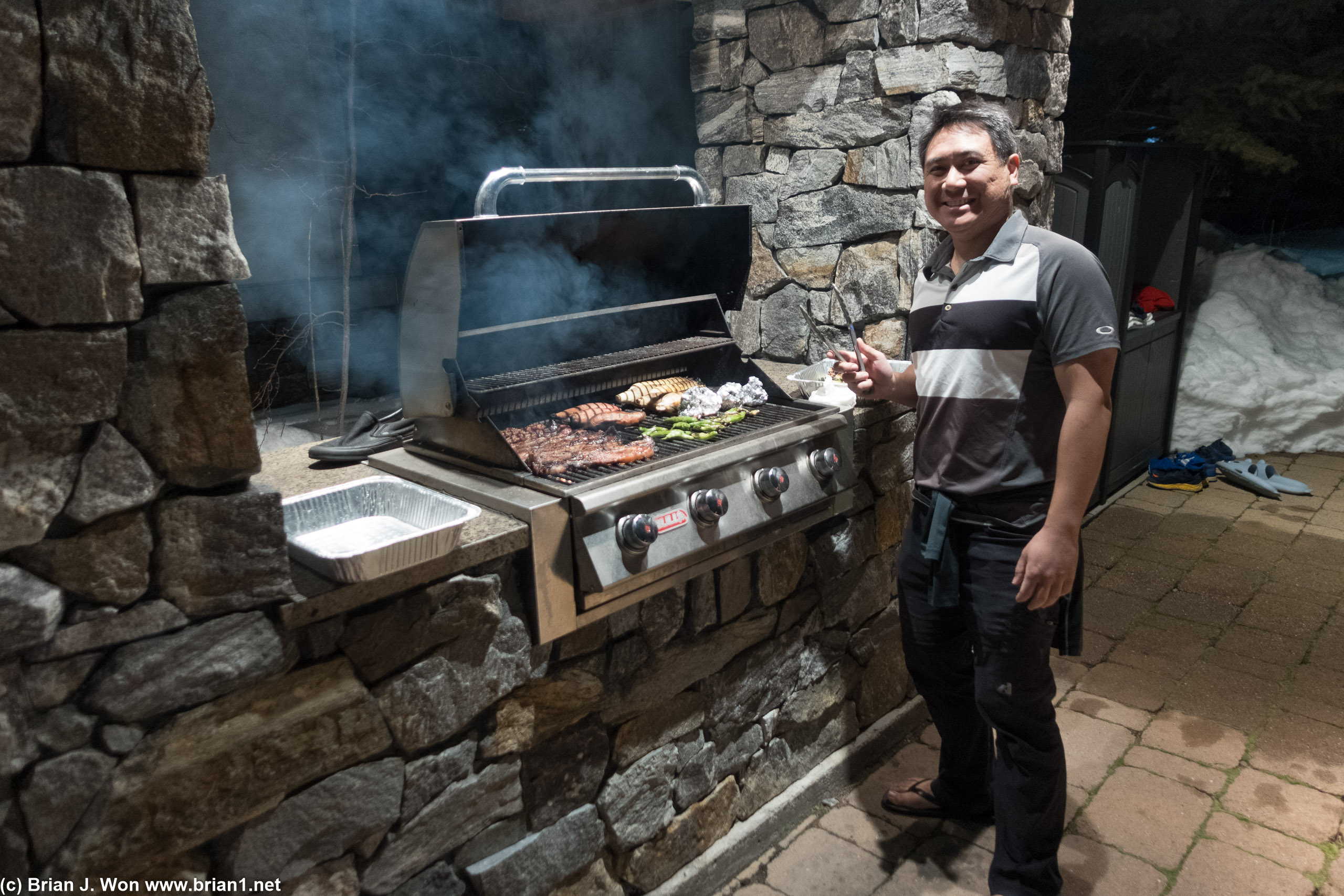 Chris working the grill.