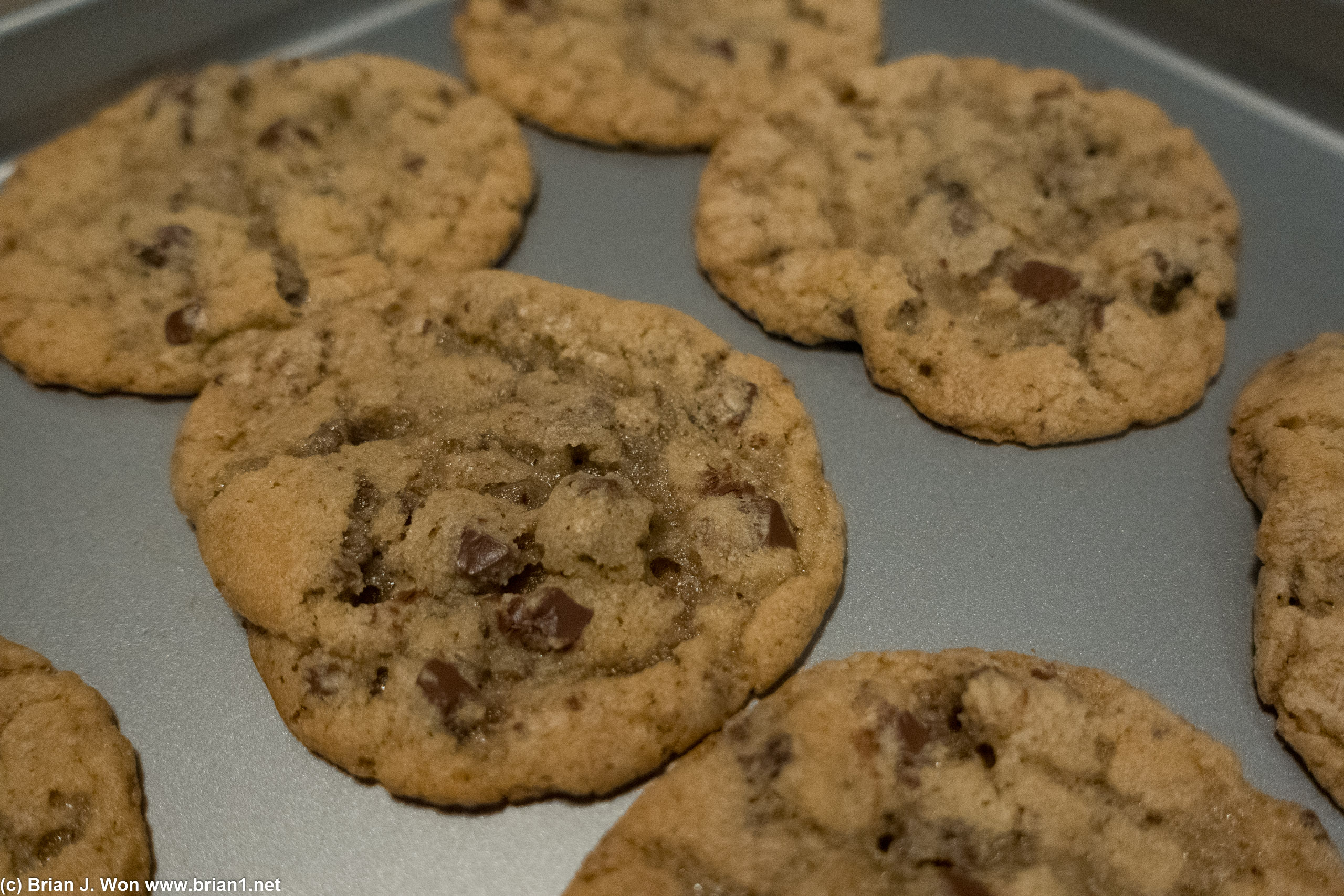 Fresh baked chocolate chip cookies.