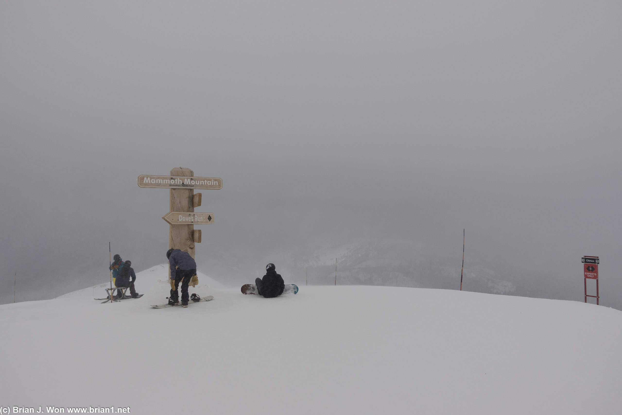 40-60mph winds and snow flurries at the top on Wednesday morning.