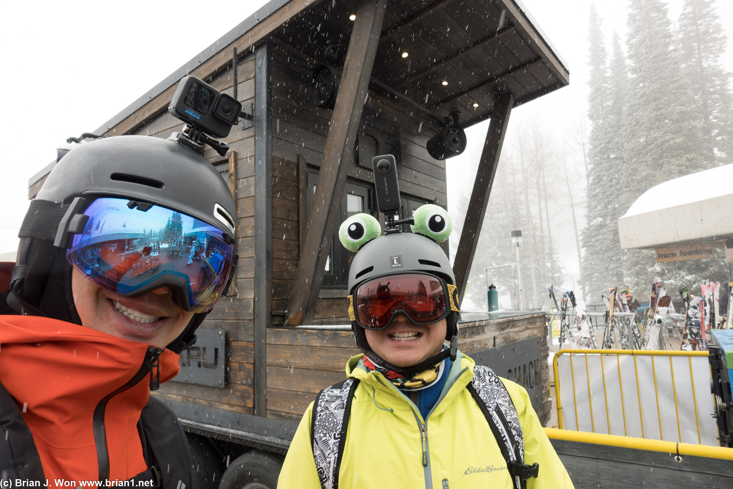 Falling snow = good to ski on, not so good to see.