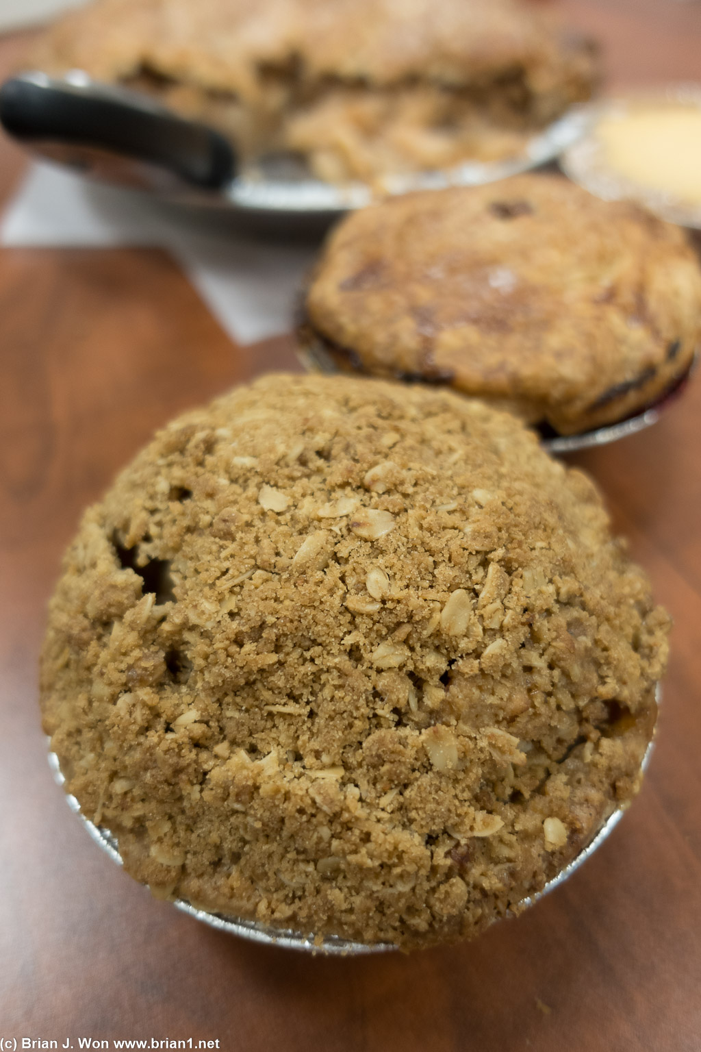 Apple crumble close-up.