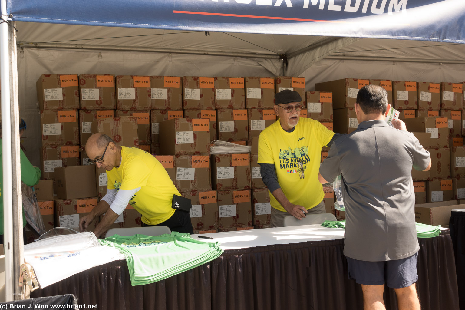 Many many boxes of shirts.