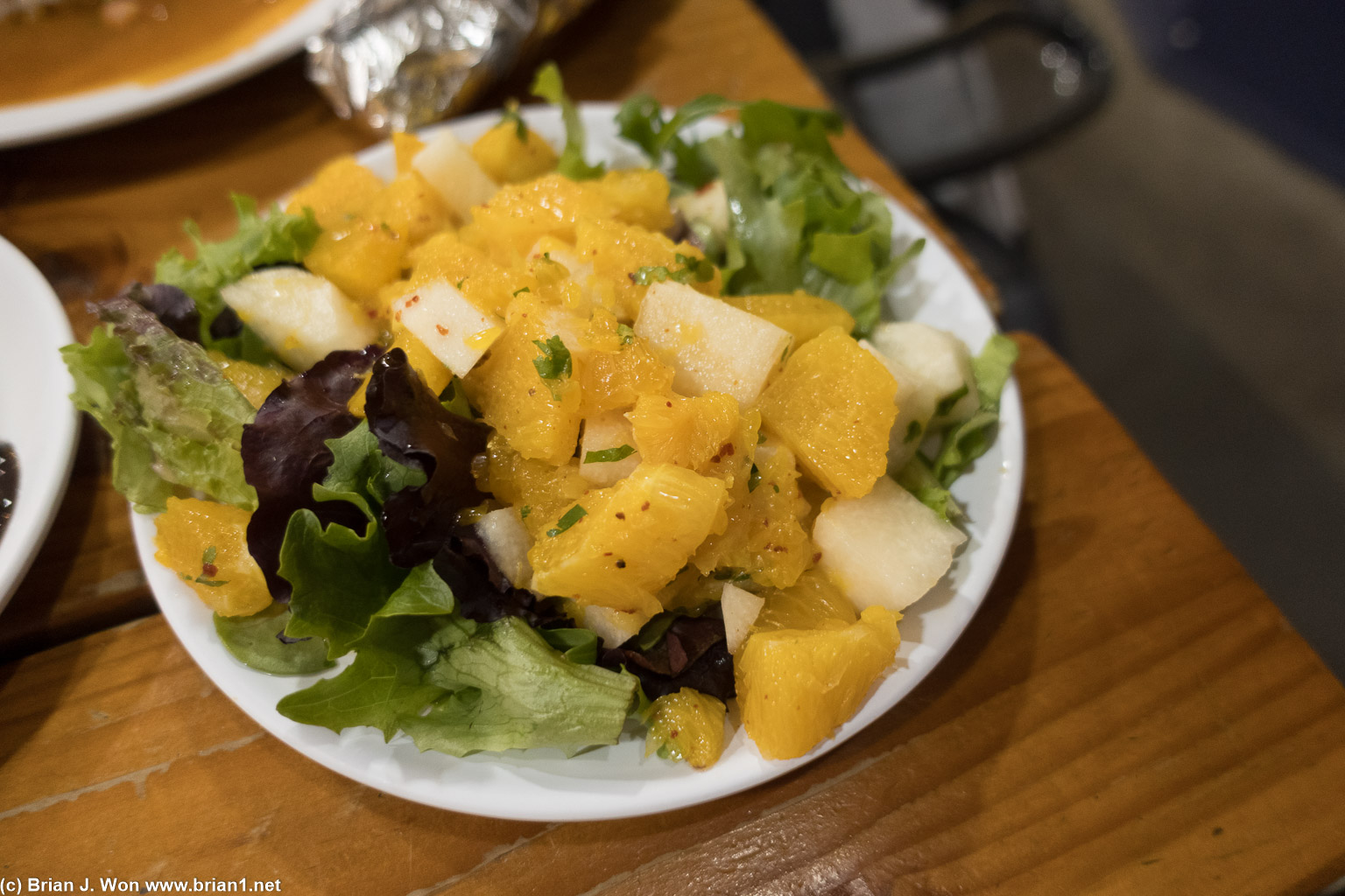 Jicama salad came with Patrick's order.