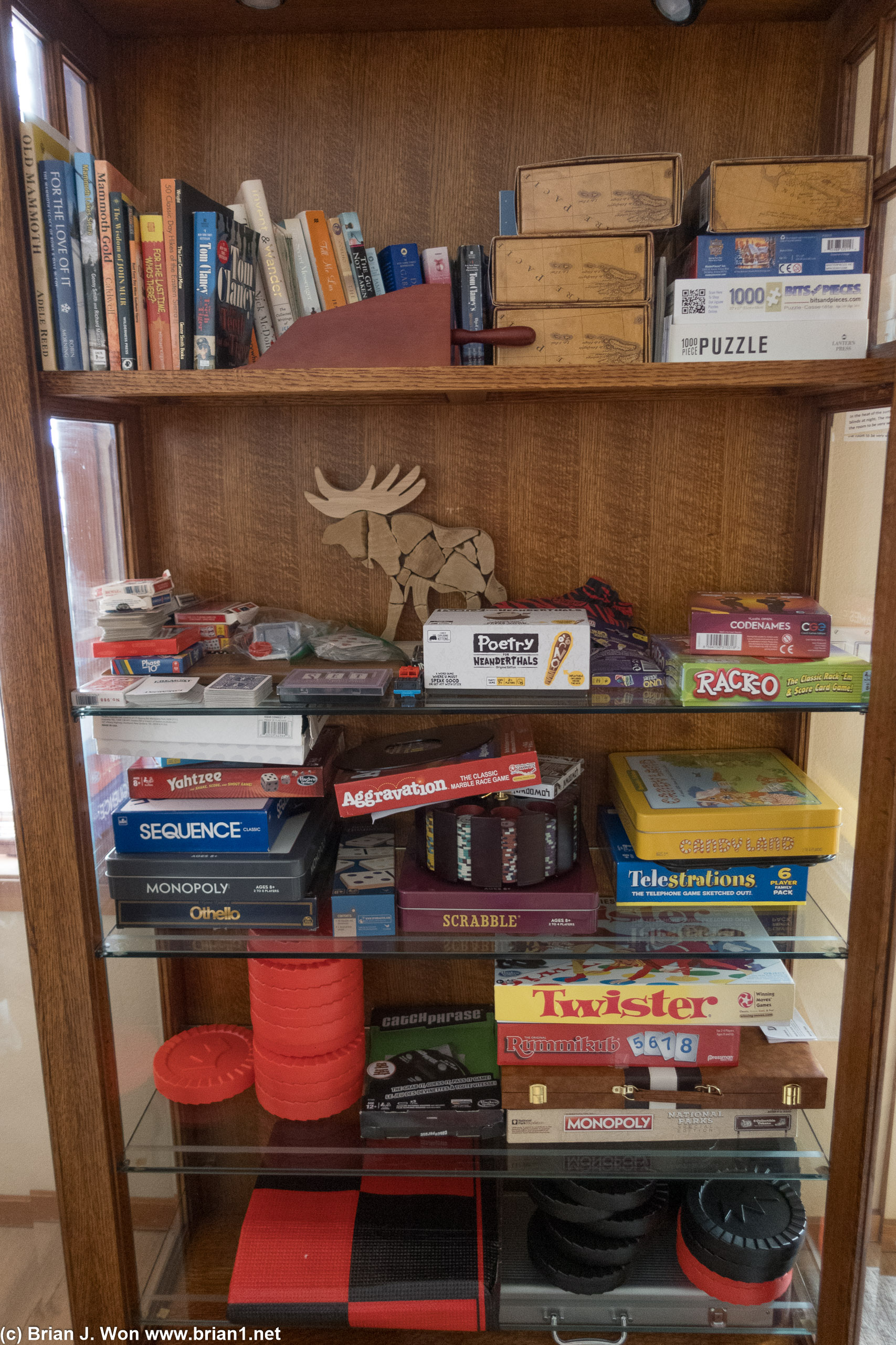 Stocked with board games and puzzles.