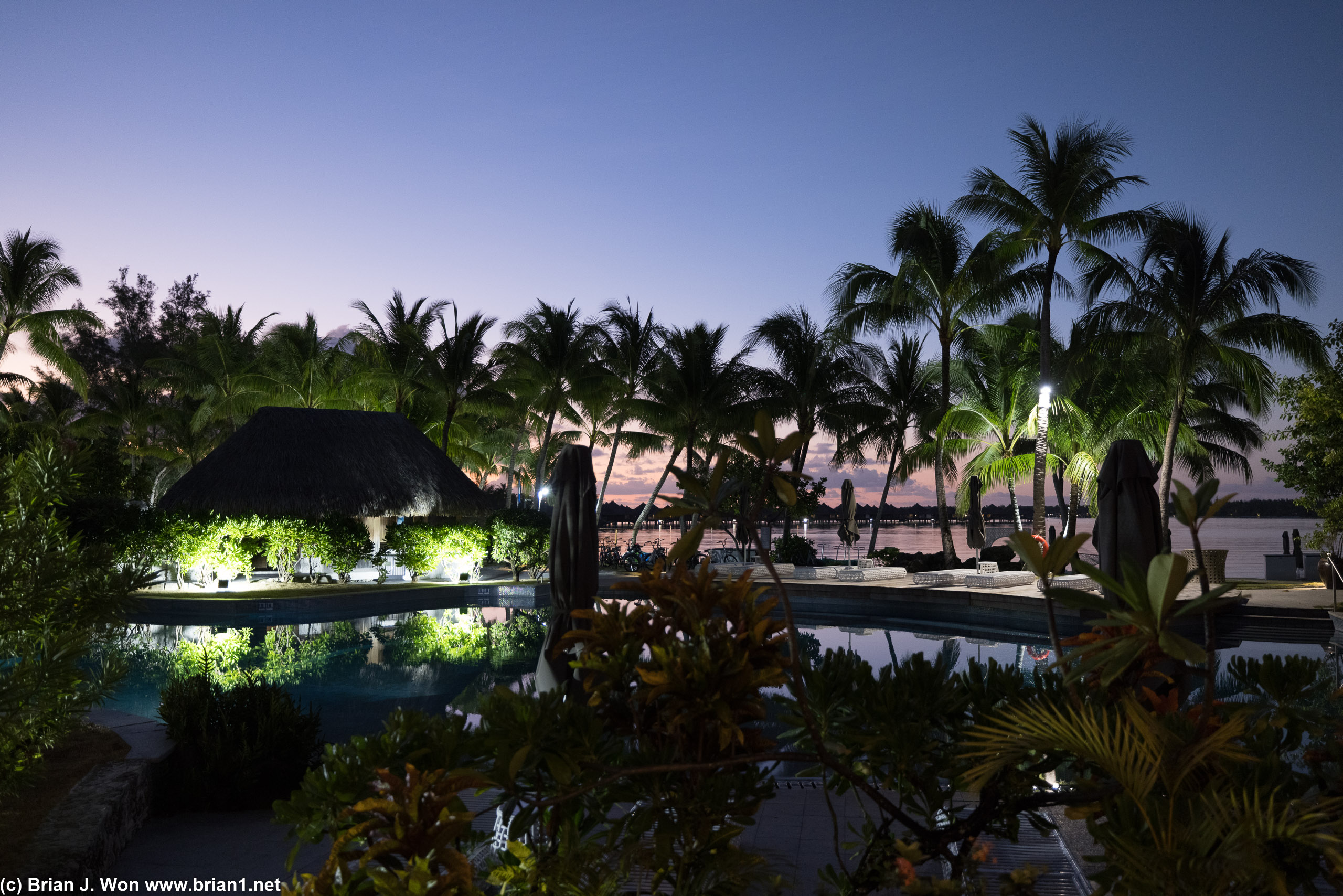 Sunset over the main pool.