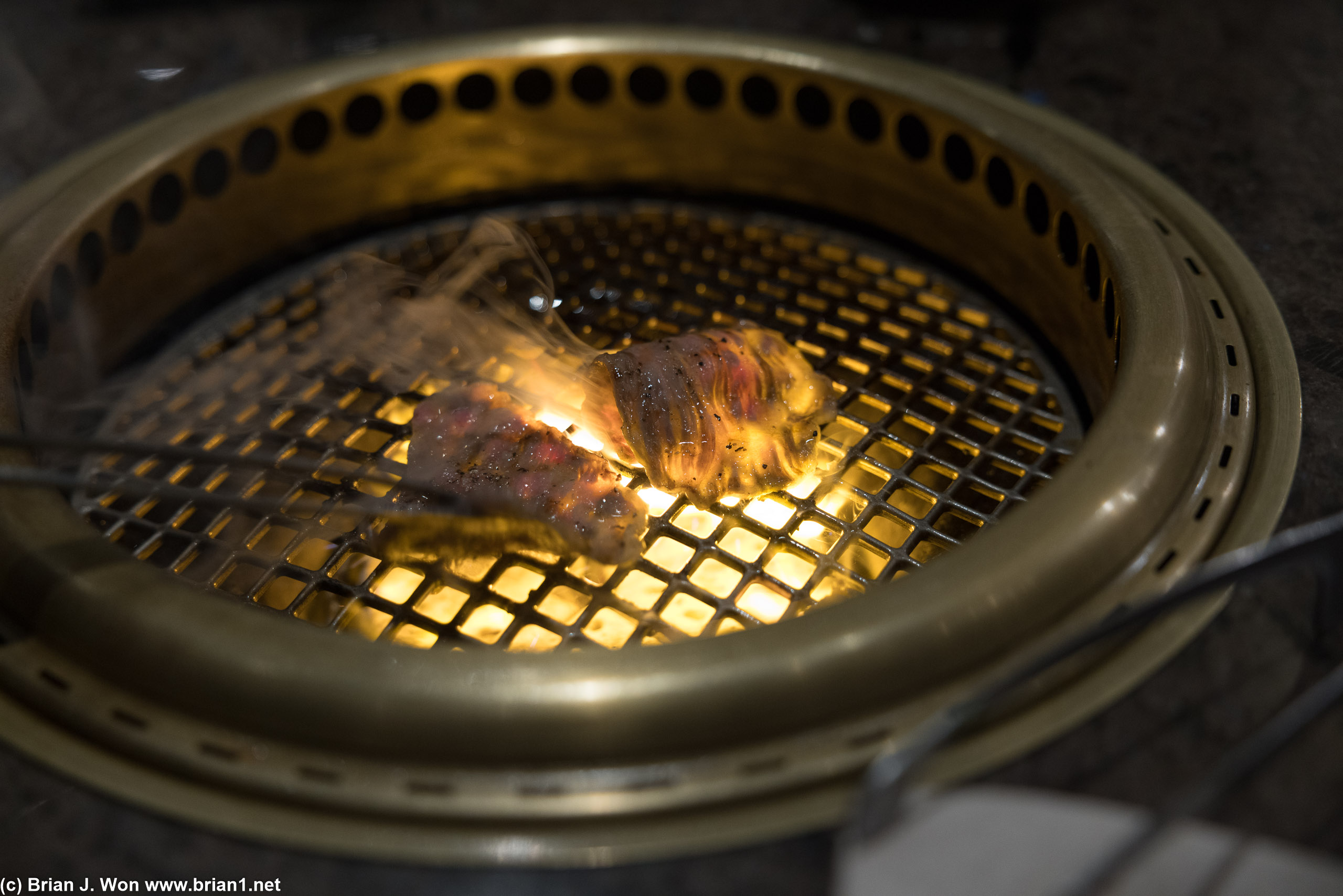 The shabu-shabu on the grill.