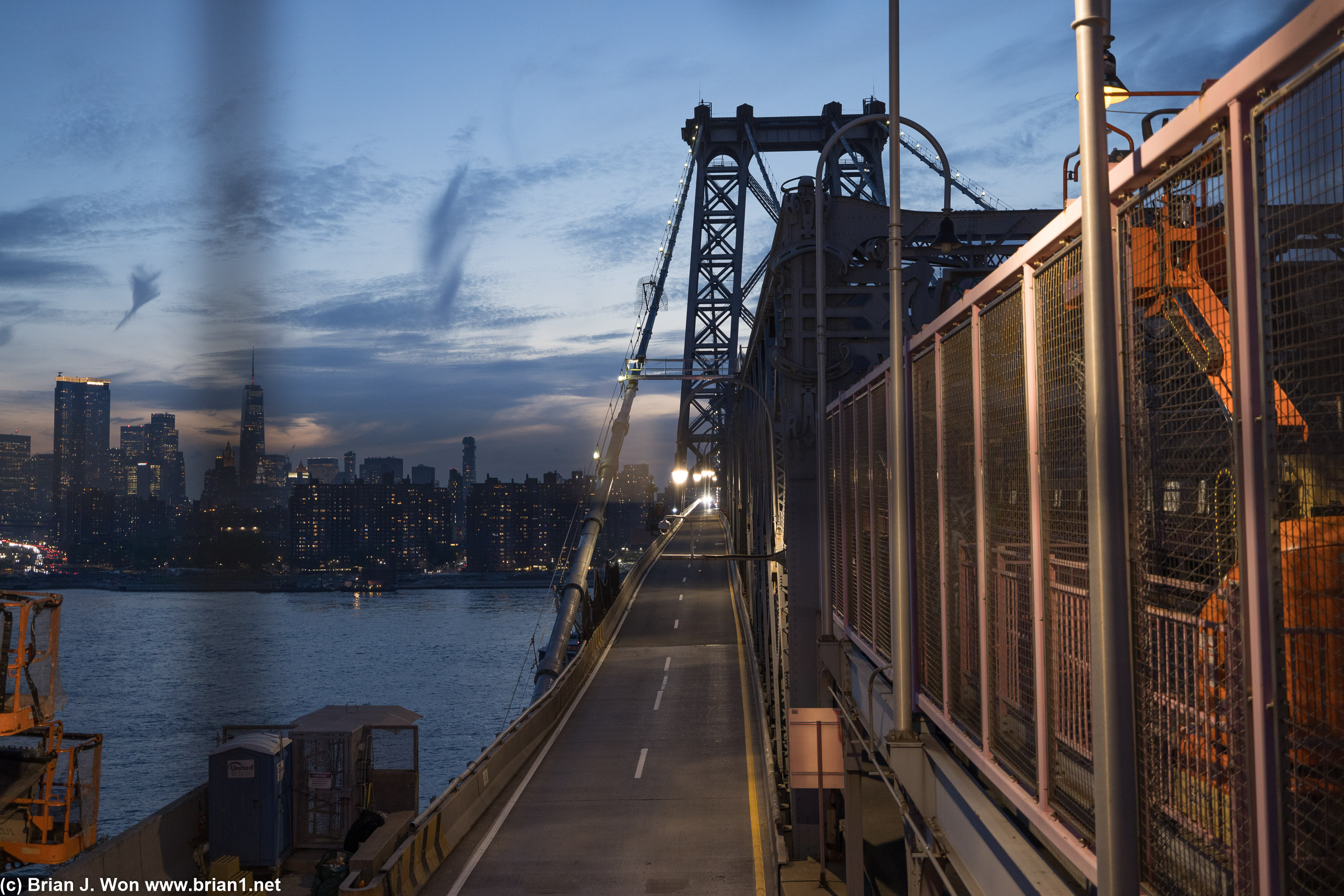 Crossing the Williamsburg Bridge.