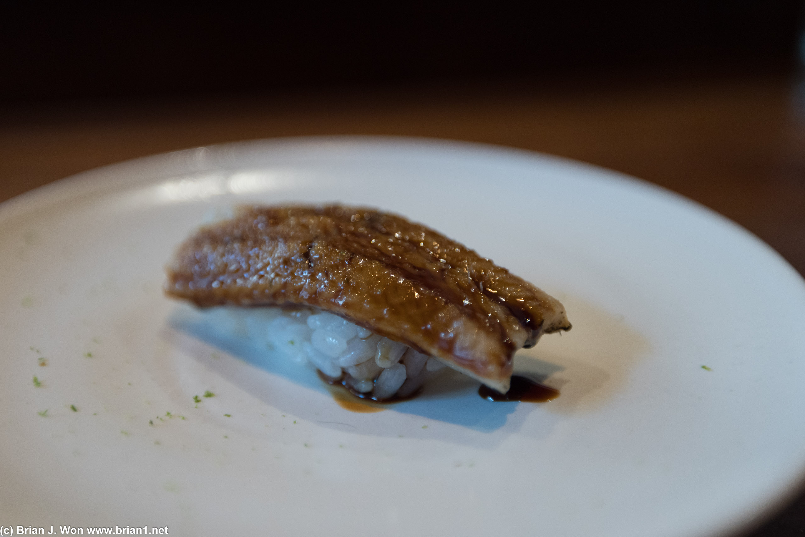 Nagasaki seared anago (sea eel).