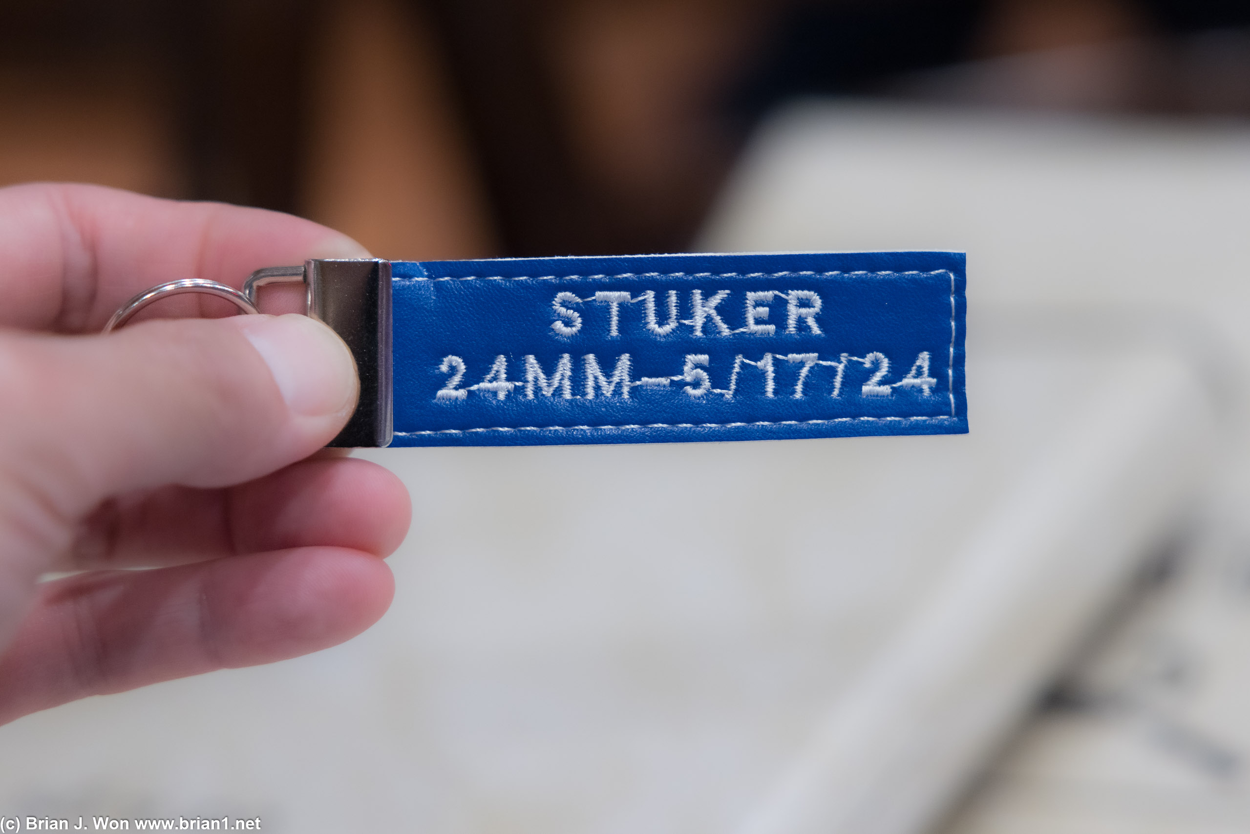 Peter had custom keychains made.