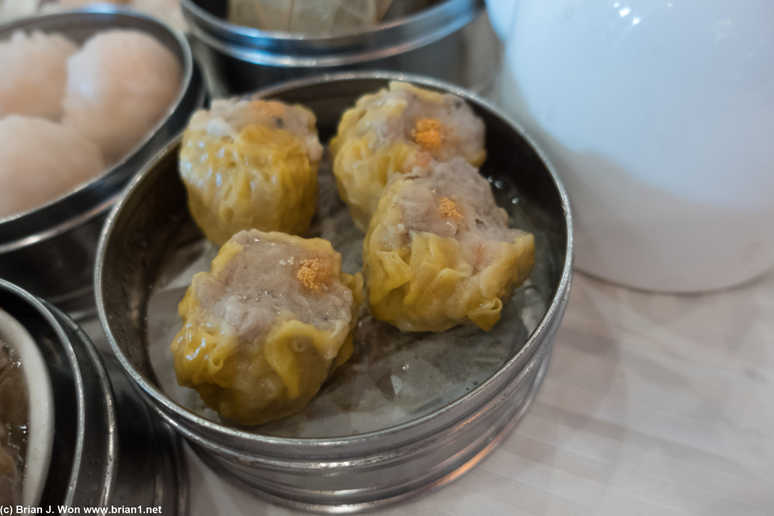 Shu mai flavor was forgettable, but they were plump enough.