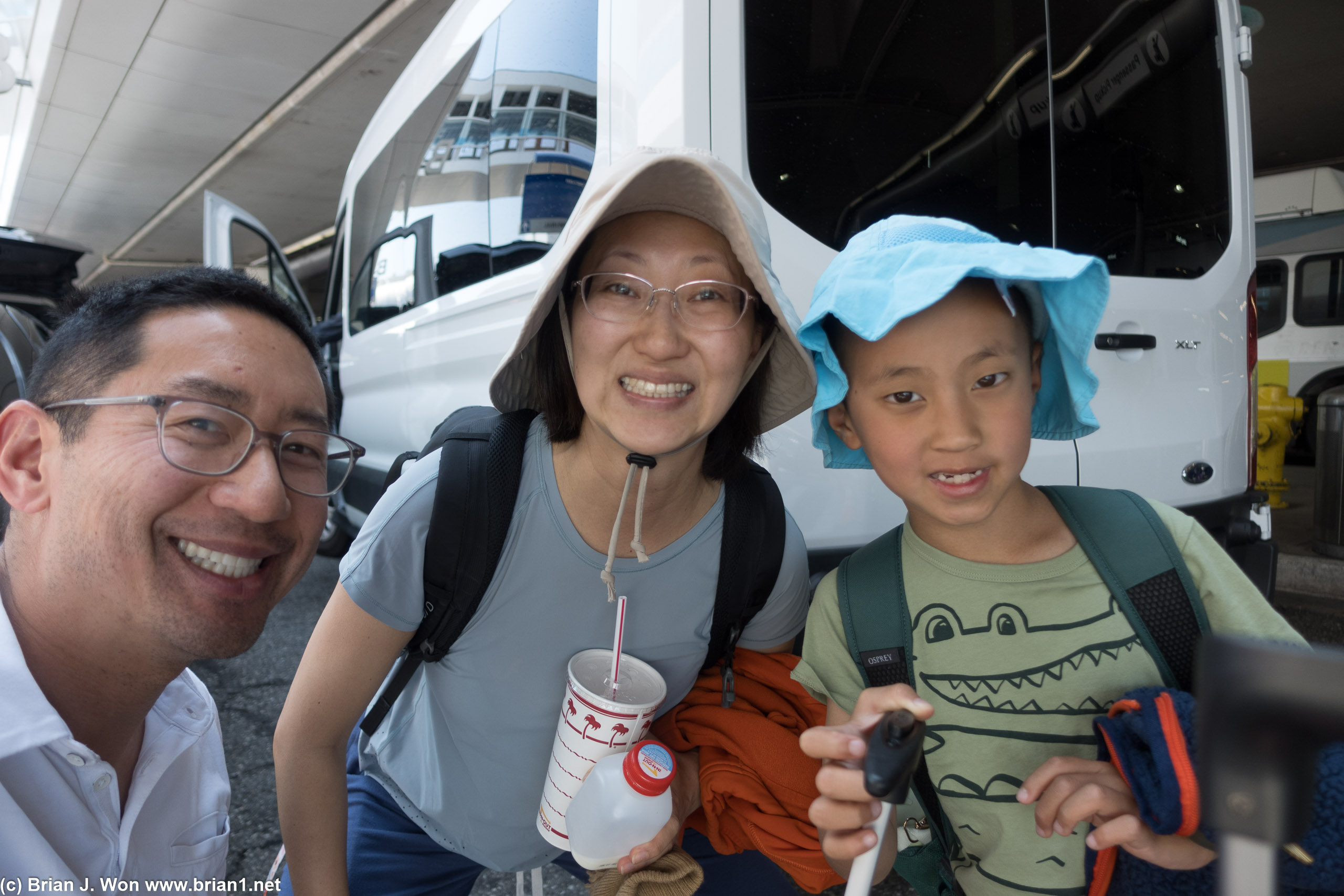 Dropping off the Chen-Wu family at the airport.