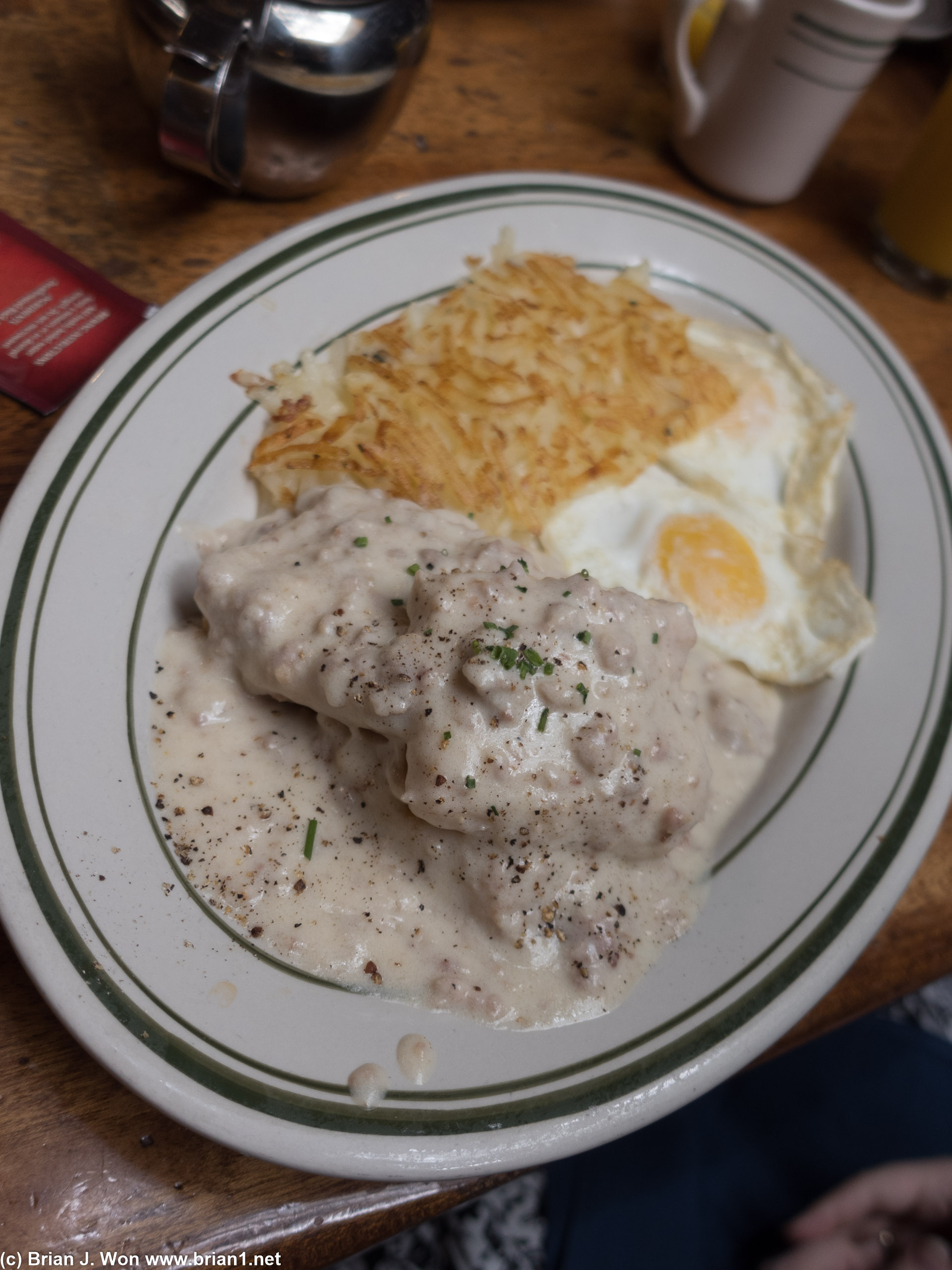 Biscuits and gravy. Looks very rich.