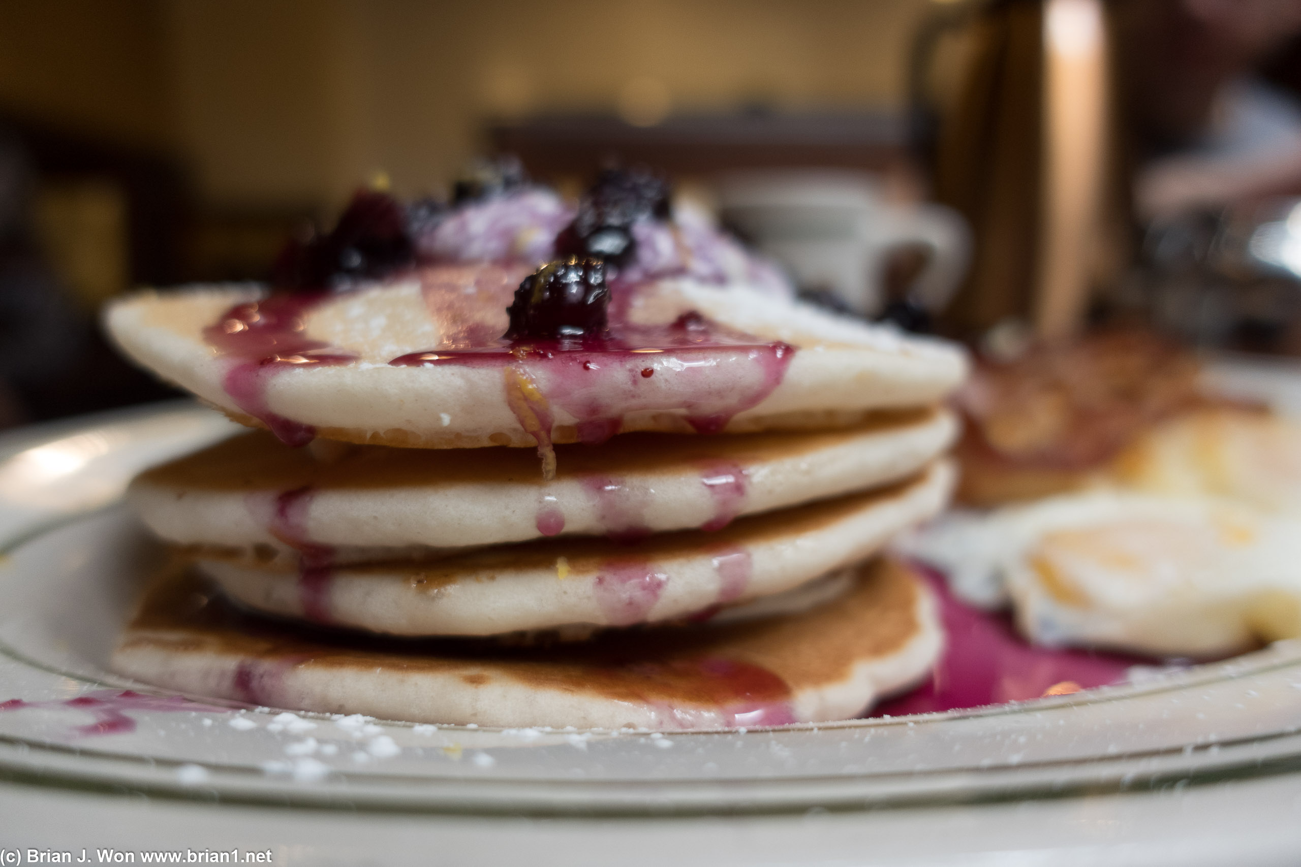 Blueberry ricotta pancakes.