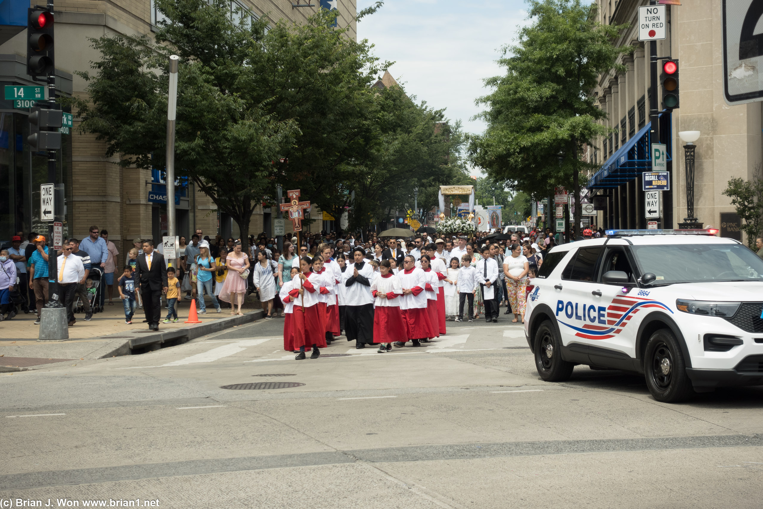 Feast of Corpus Christi procession at a local Catholic church.