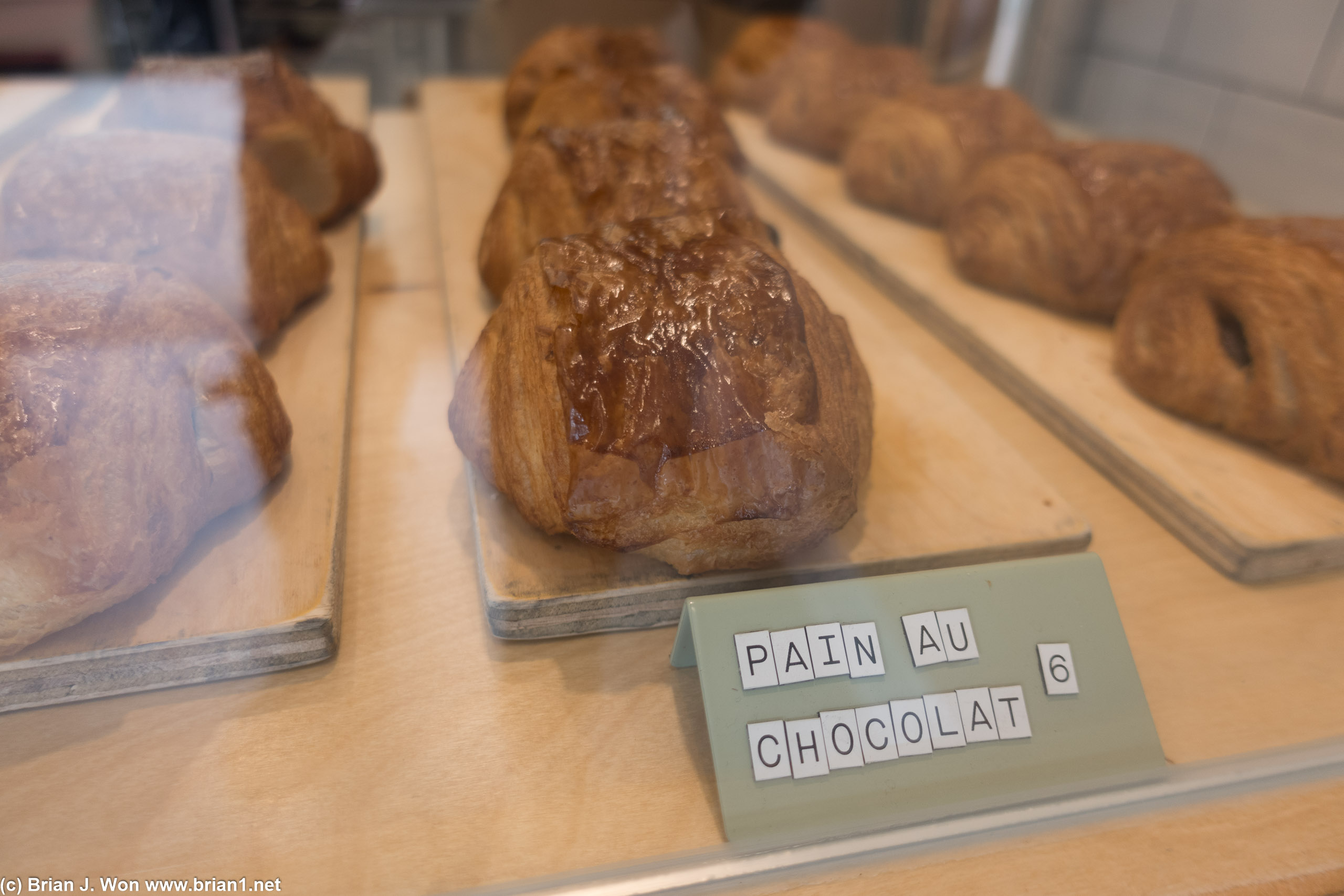 Pain au chocolat at Petitgrain Boulangerie.