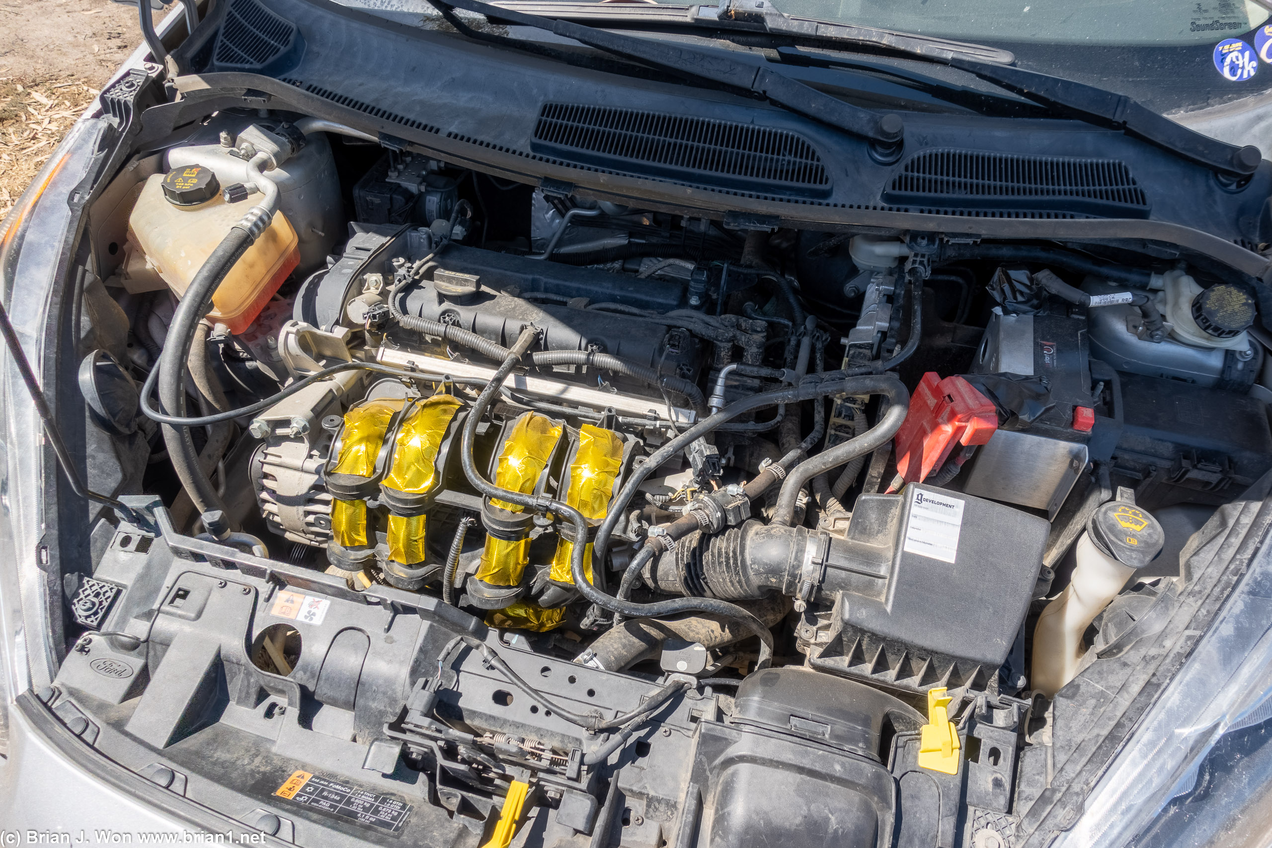 Under the hood of Ricky's Fiesta.