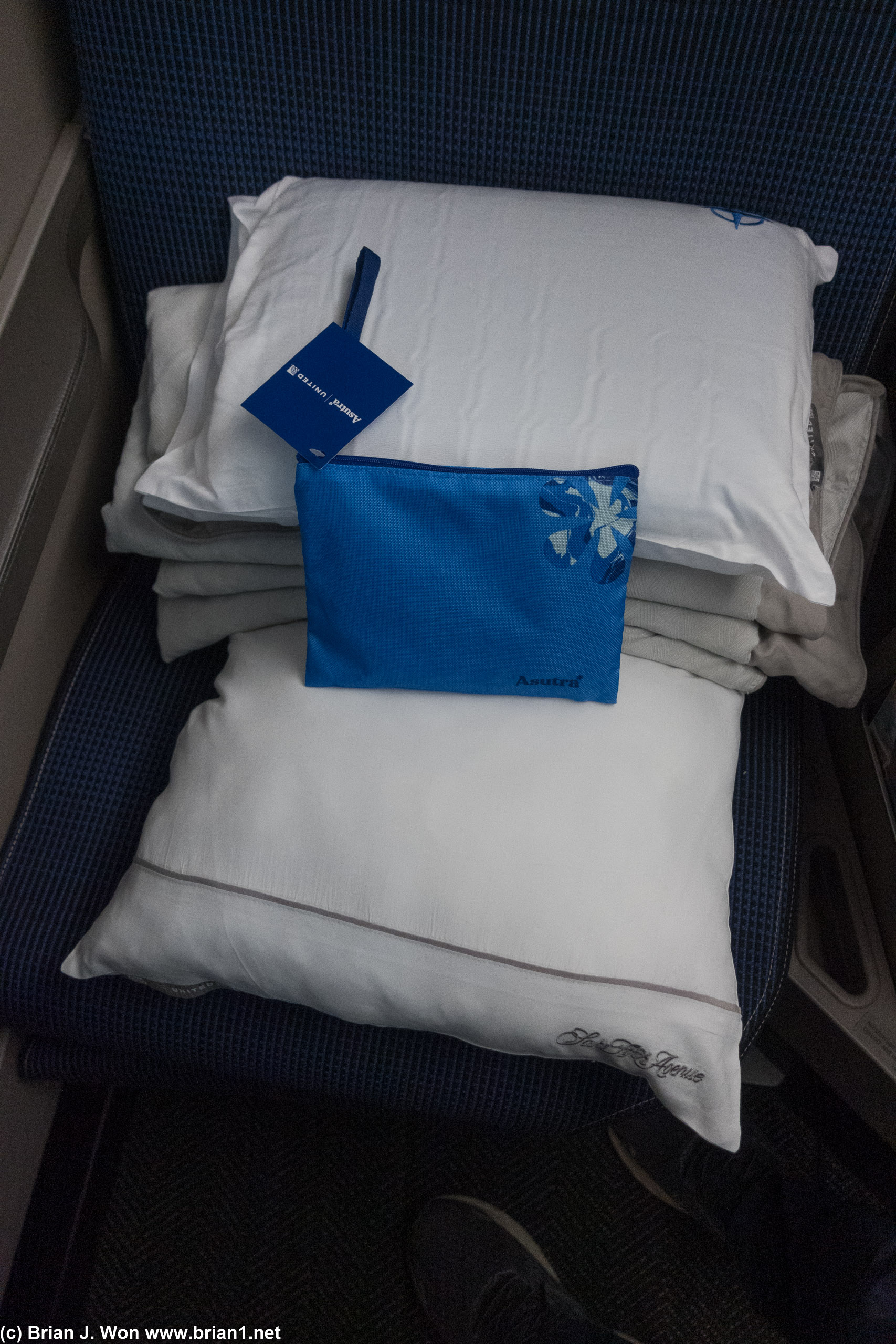 Premium transcon lie-flat amenities, aka hooray for $500 buy-ups for a redeye flight.