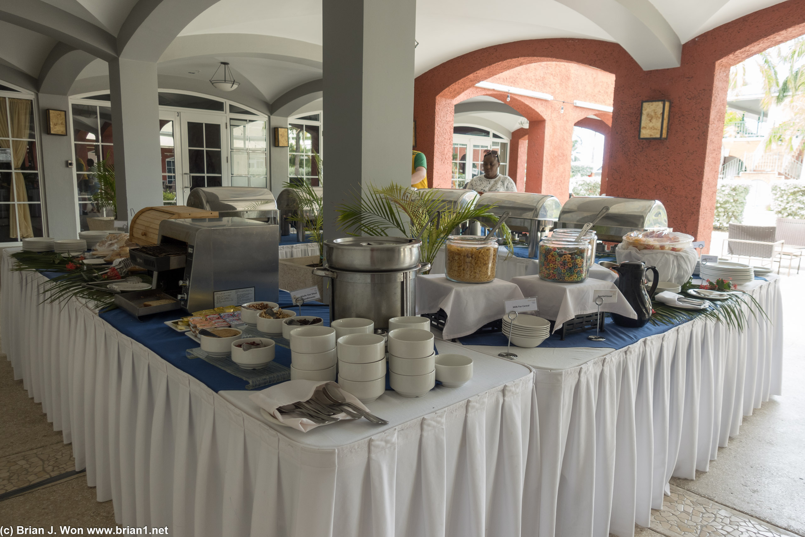 Breakfast buffet on the patio.