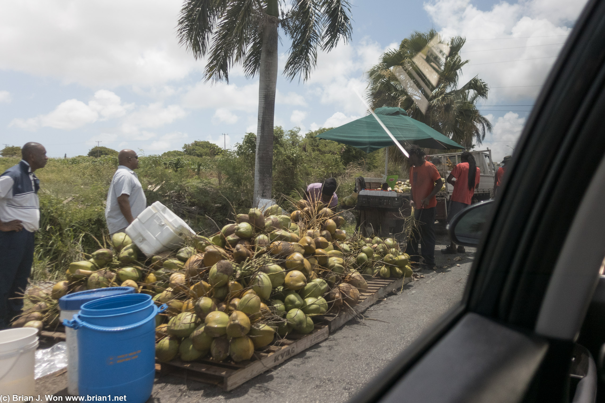 Roadside coconut sellers.