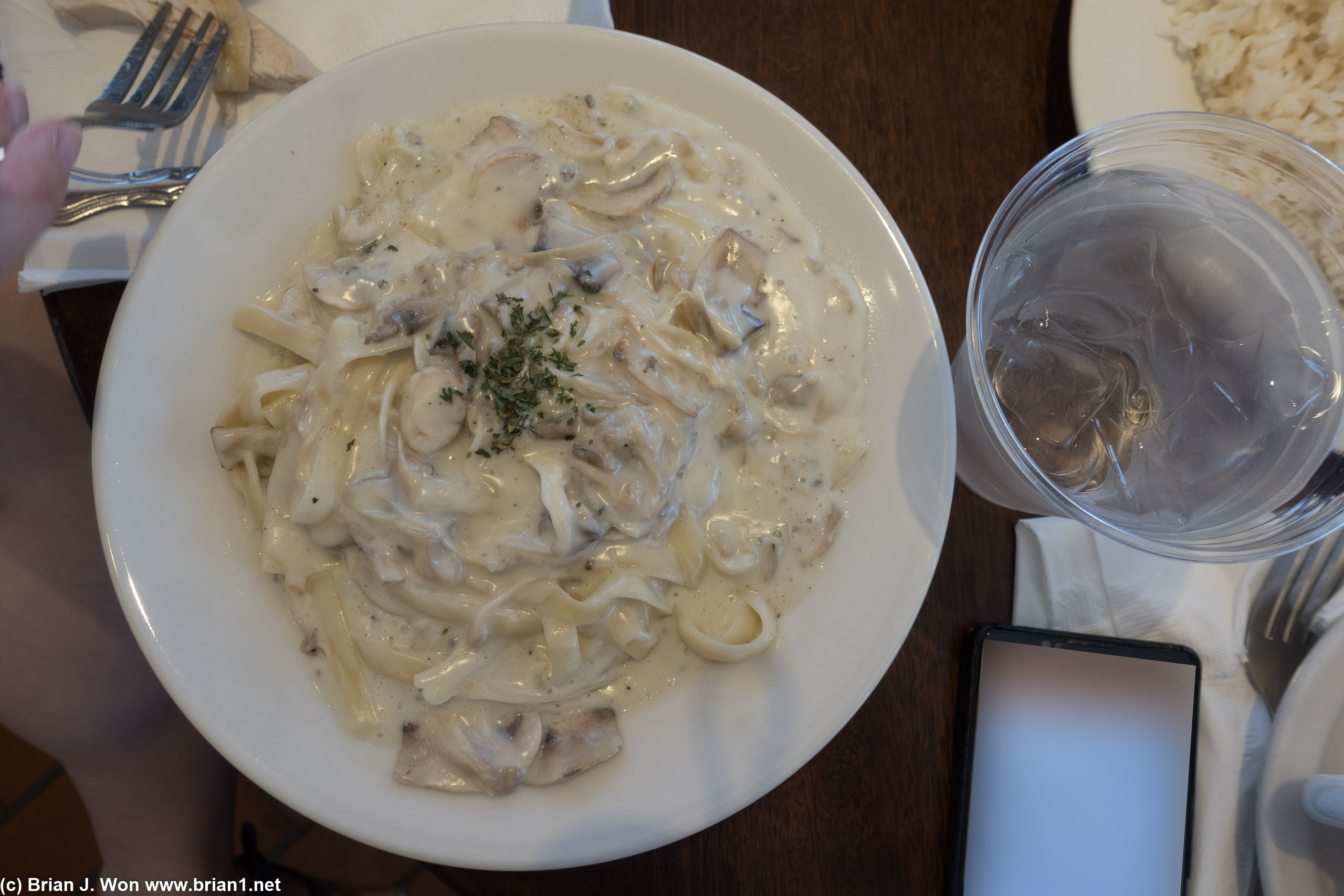 Mushroom pasta is also good.