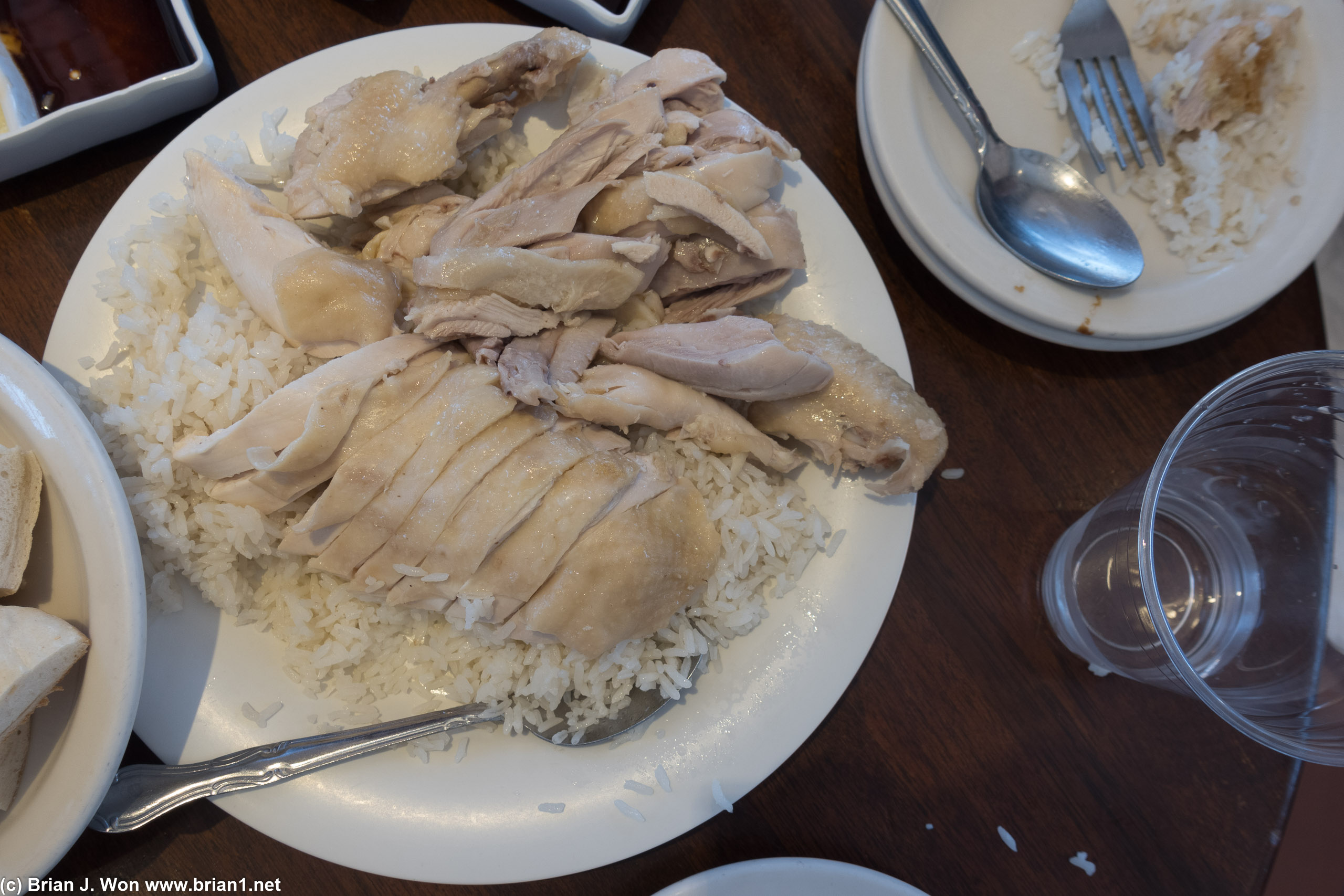 Found a spot for the 2nd half of the whole Hainan chicken by dumping it atop the last plate of rice.