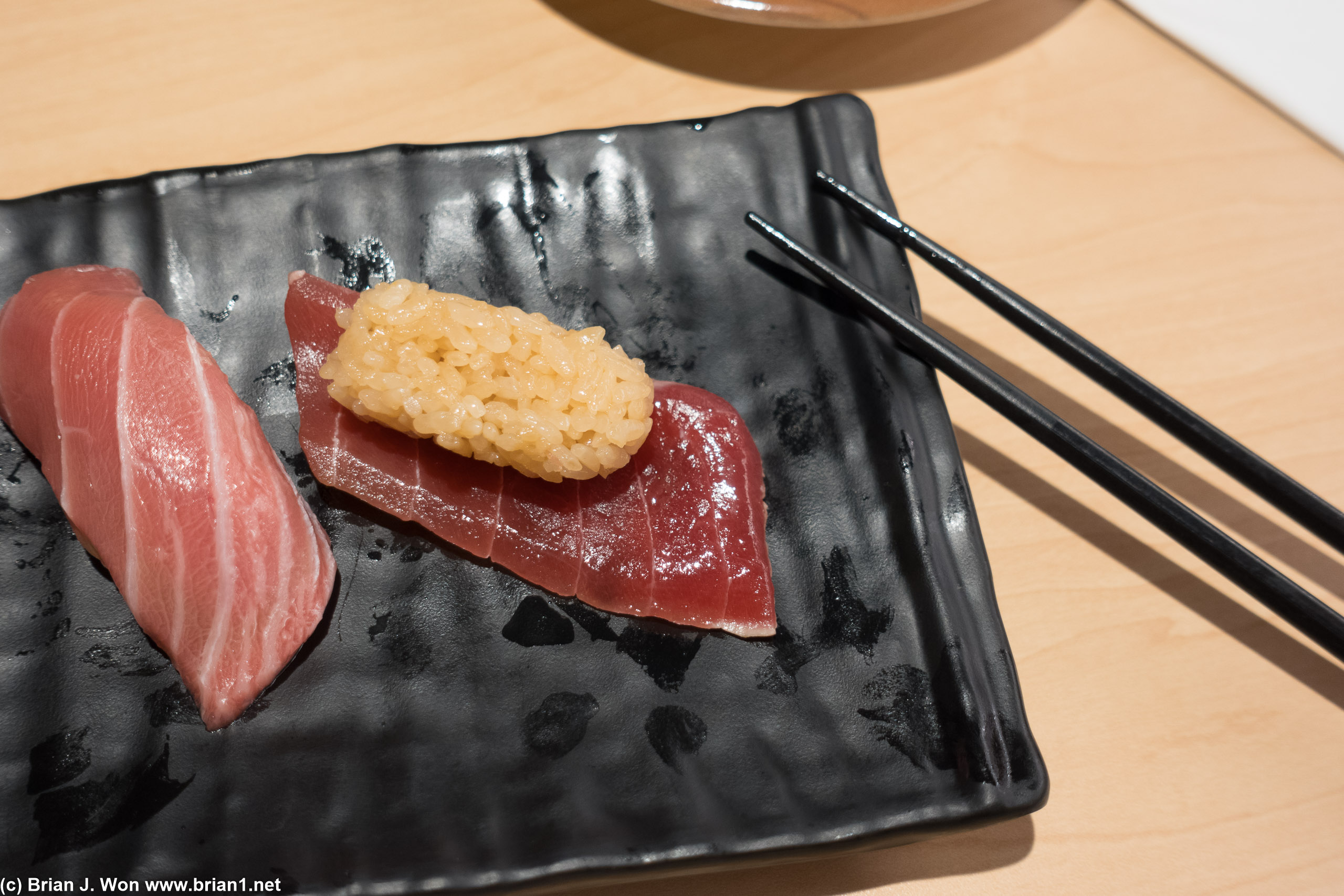 Generous cuts of fish and not too much rice.