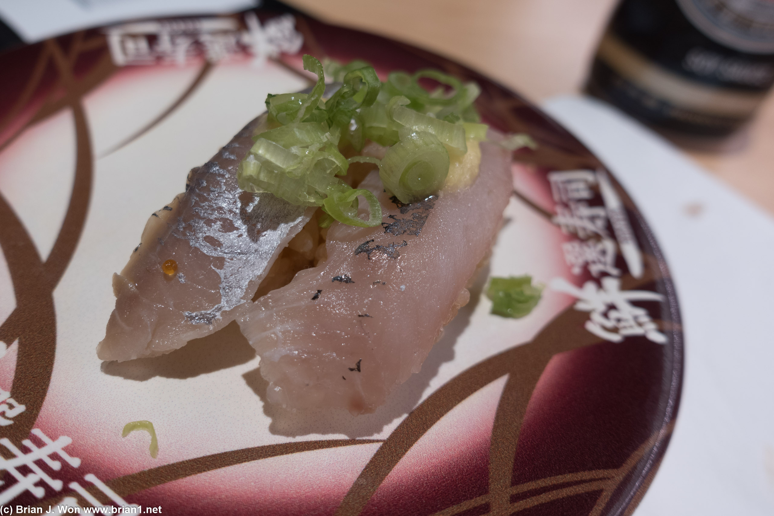 Horse mackerel (aji) was just okay. Least-generous cut, too.