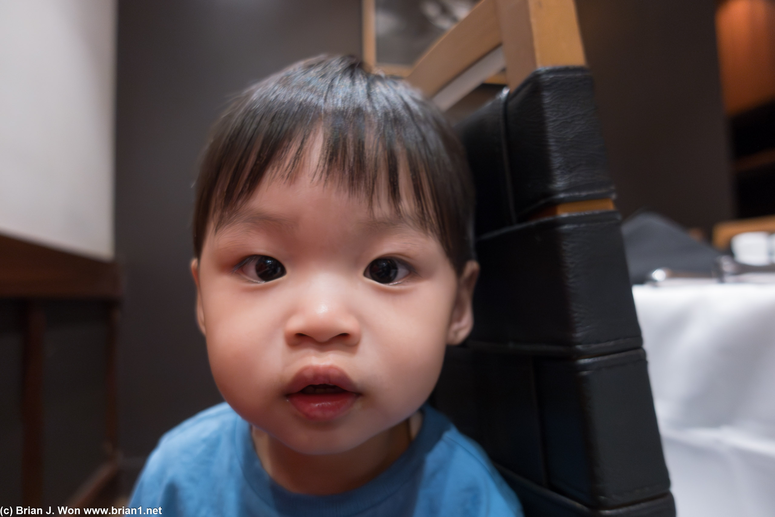 Very curious child getting too close to the camera.