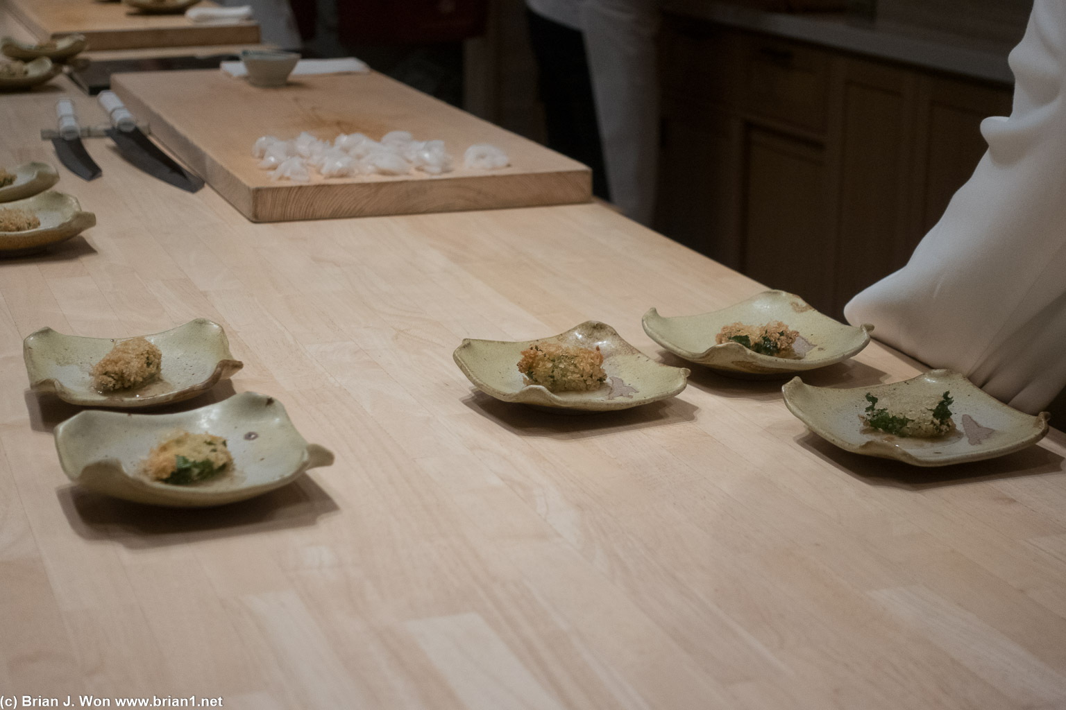 Deep fried shrimp cake wrapped in shishio leaf.