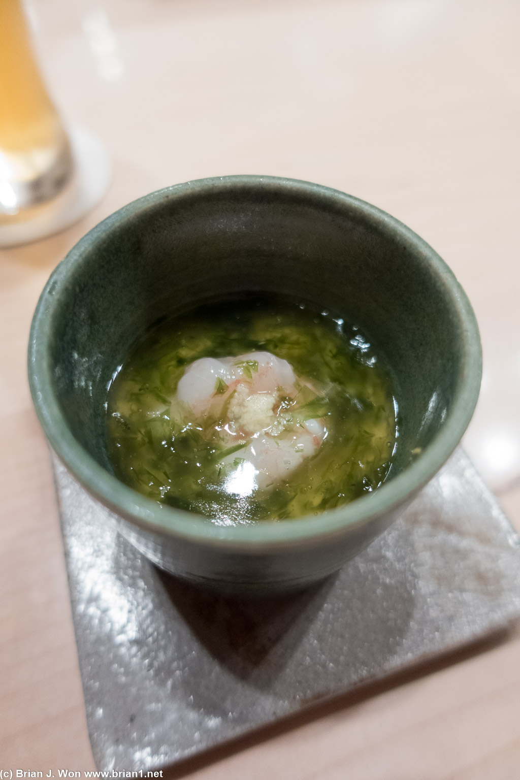 Chawanmushi with shrimp.