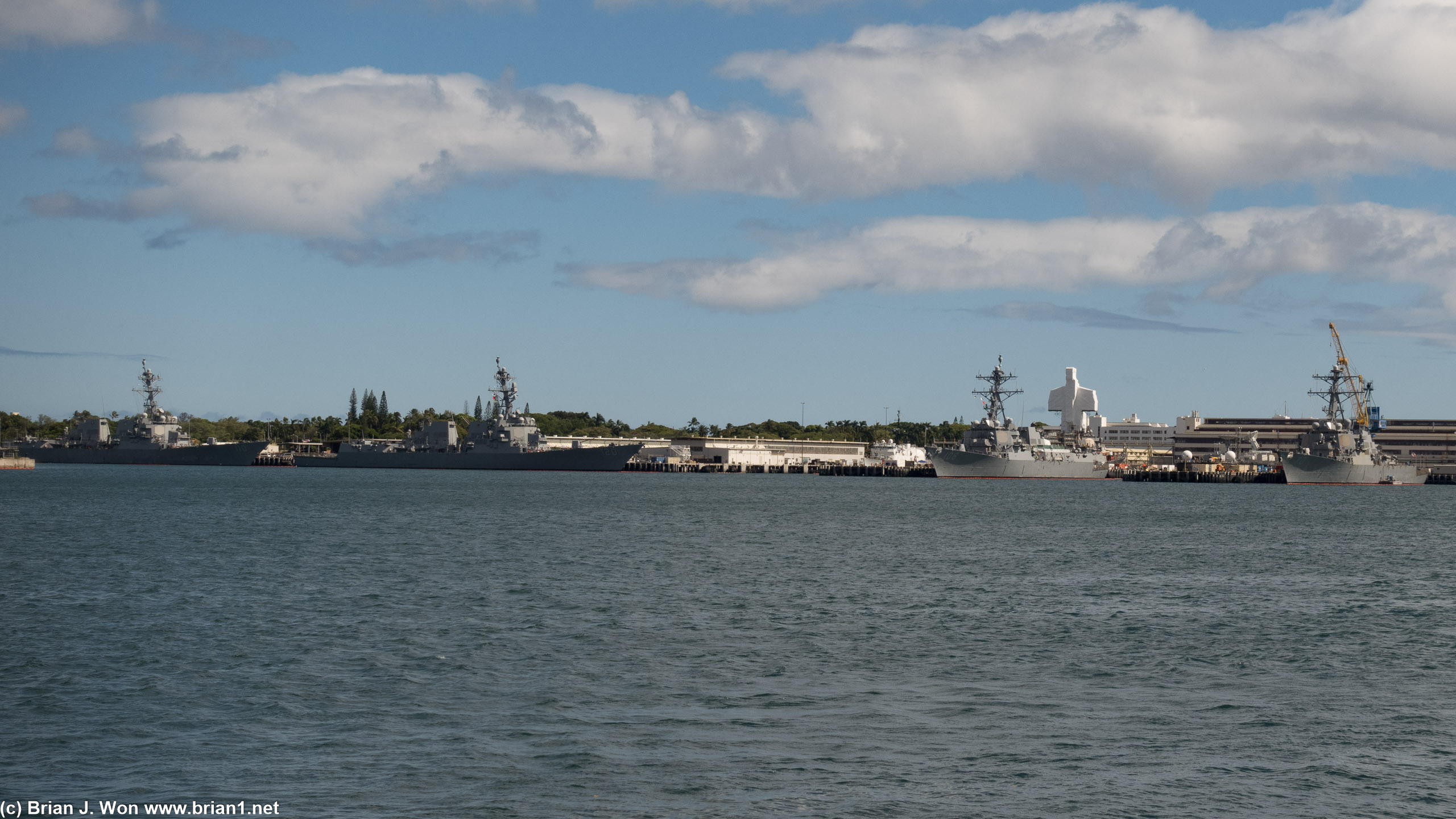 USS William P. Lawrence (DDG-110), USS Carl M. Levin (DDG-120), USS Wayne E. Meyer (DDG-108), USS Hopper (DDG-70) in port.