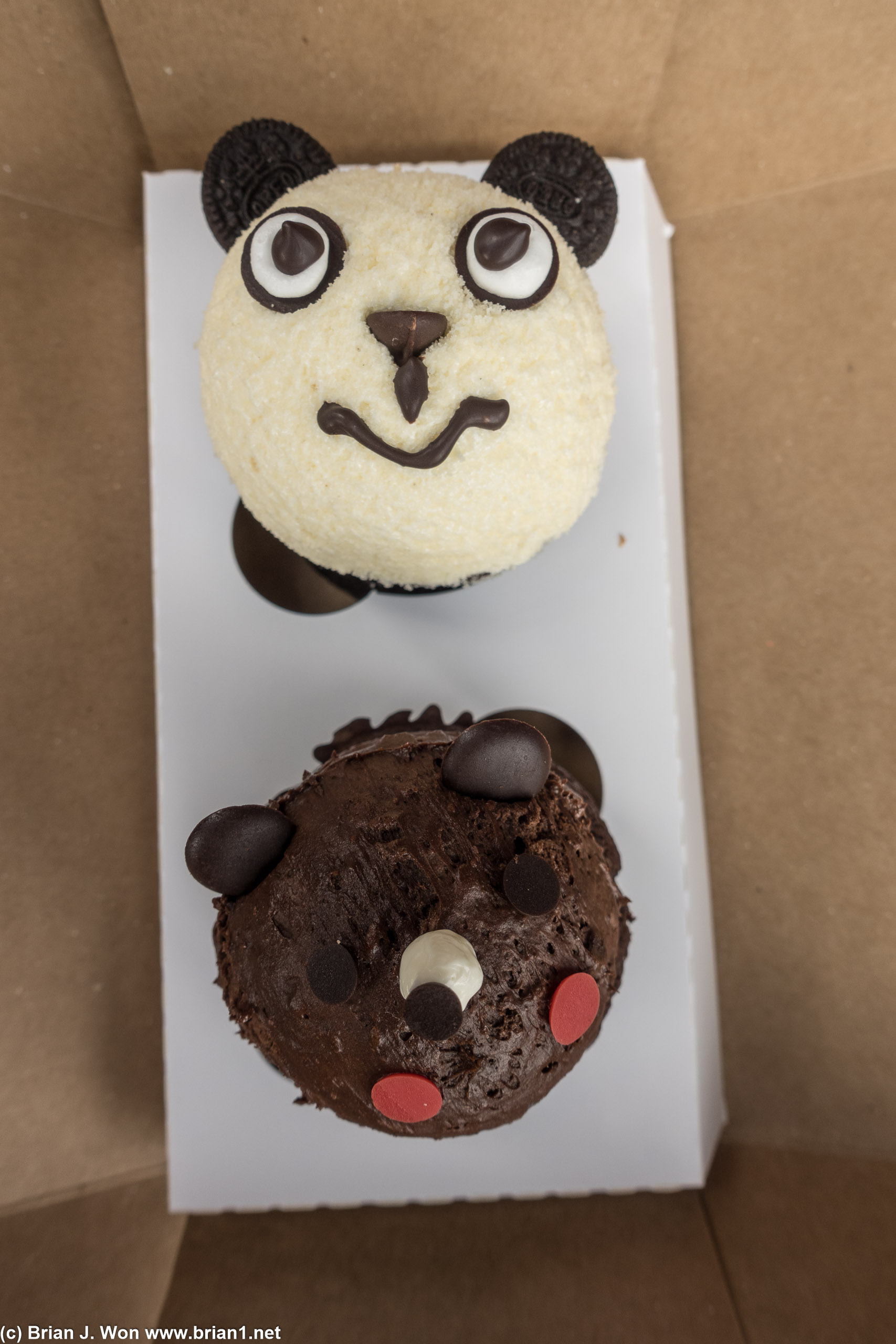 Panda choco and bear choco cupcakes.