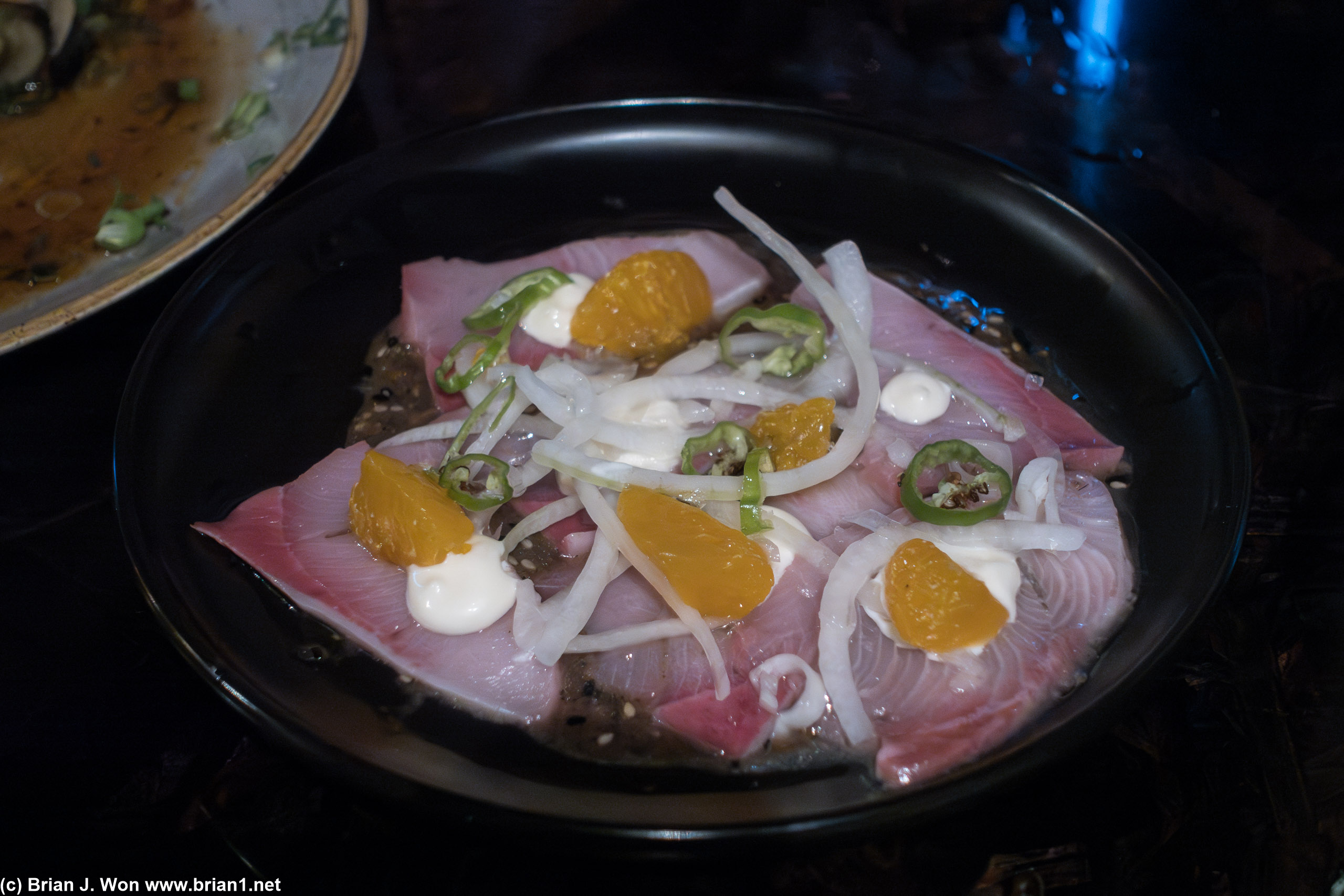 Hamachi crudo was good too, but not quite as memorable. Onions very mild.