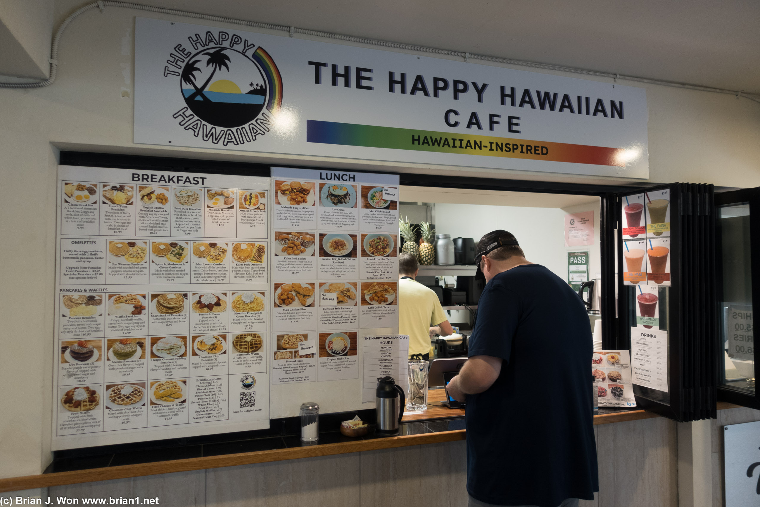 The Happy Hawaiian Cafe was one of the only stalls open this early.