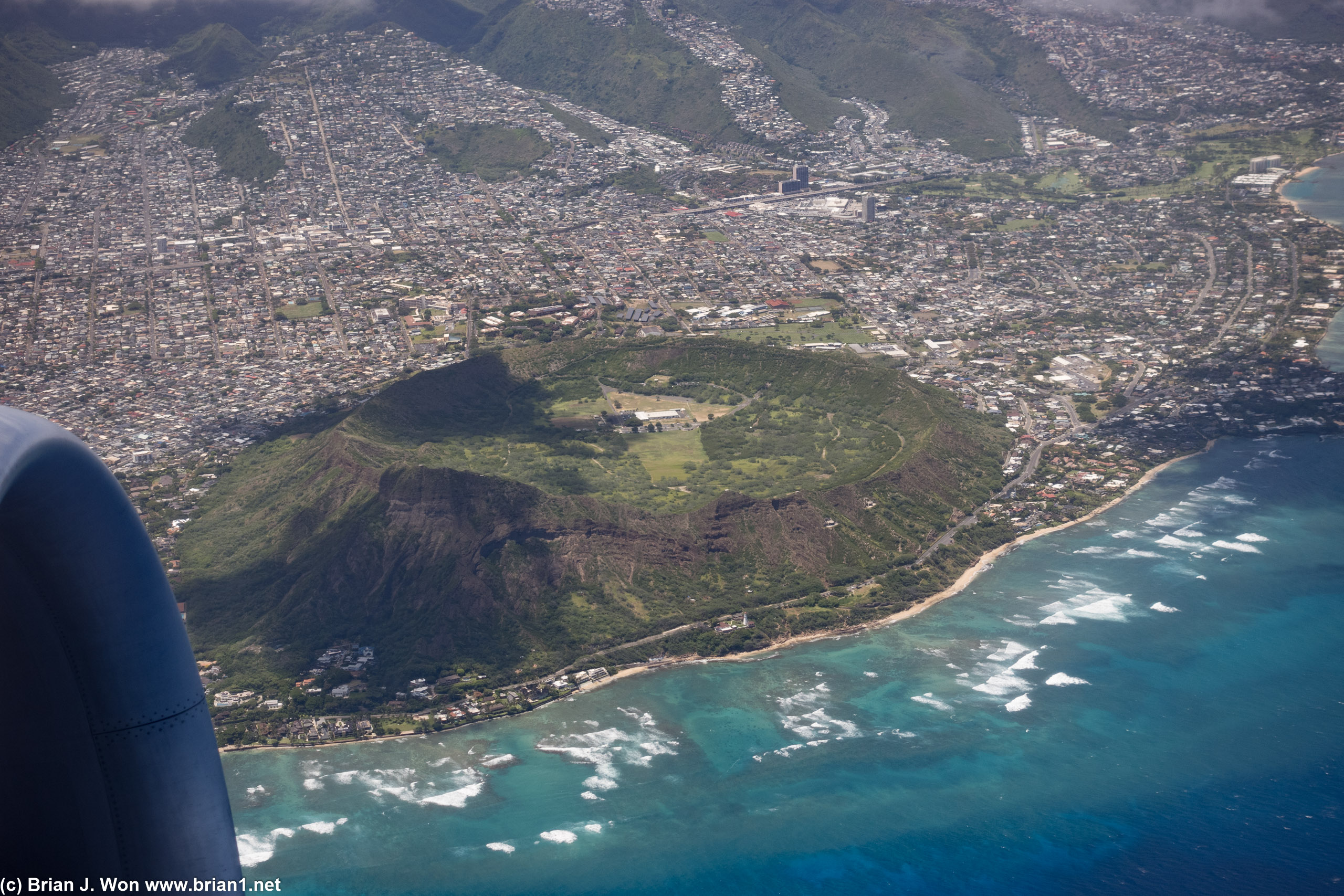 Planes taking off get great views of Diamond Head.