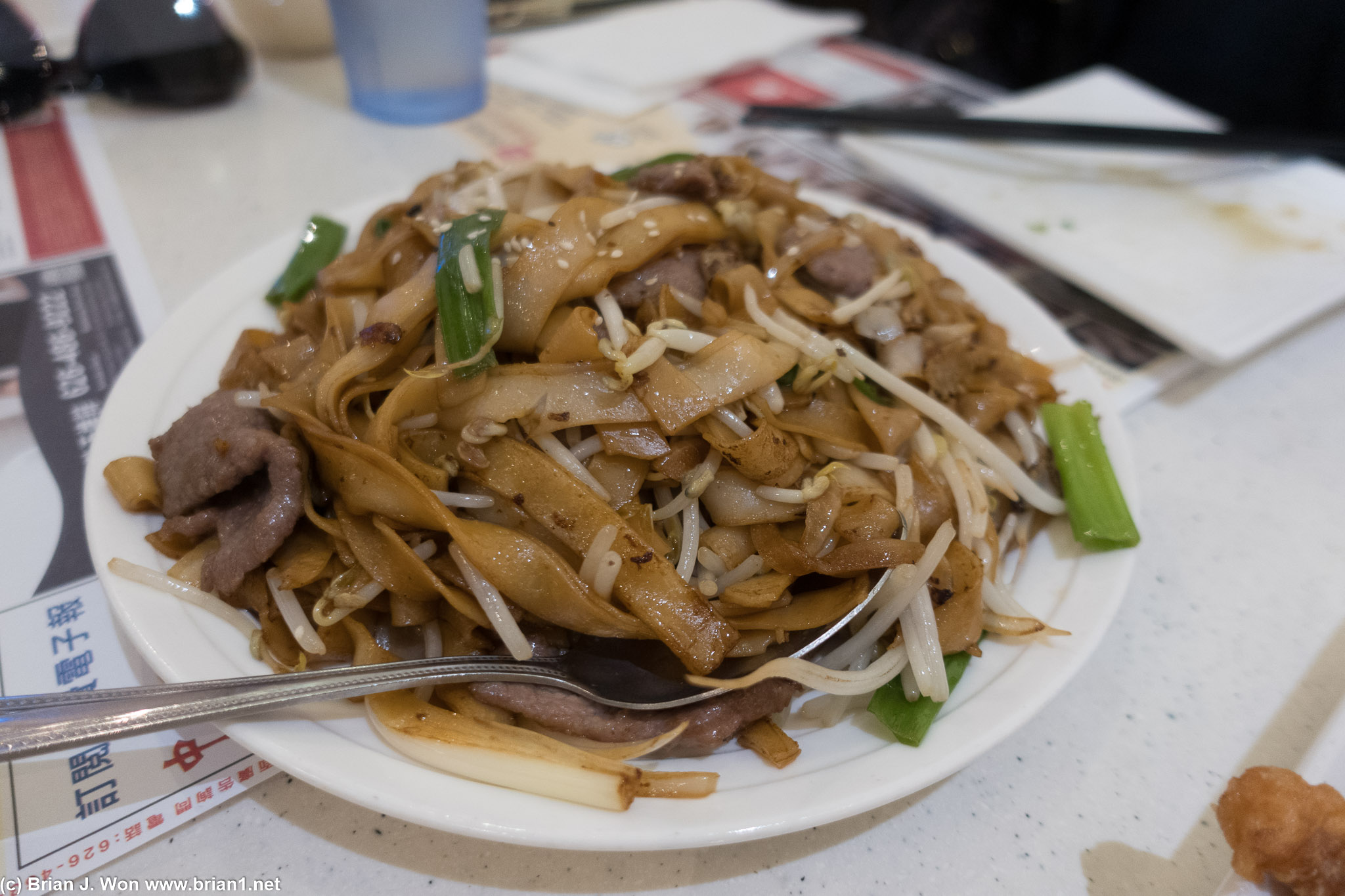 Beef chow fun had very plain beef.