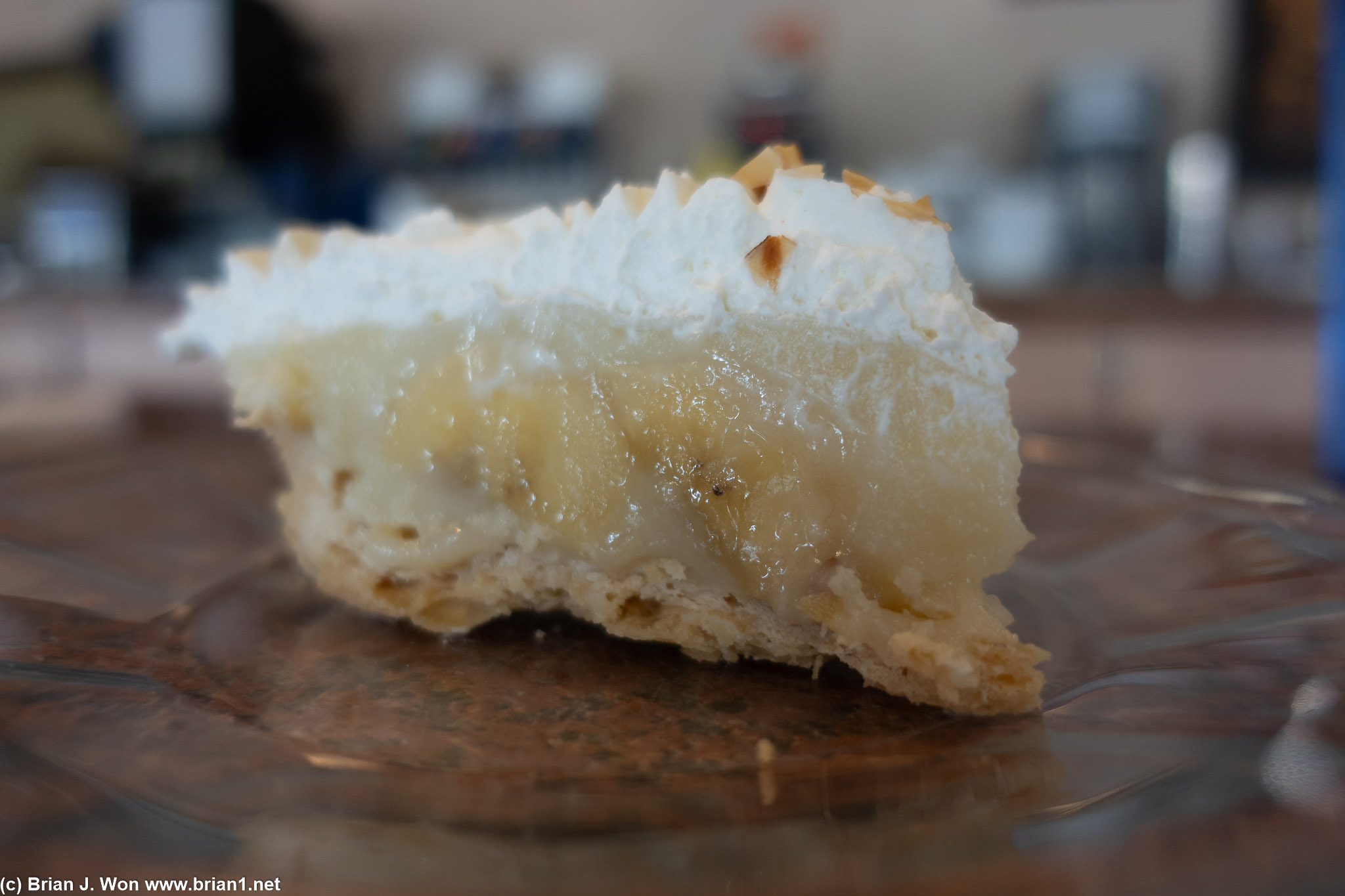 Very American--too sweet, but otherwise a quality banana cream pie.