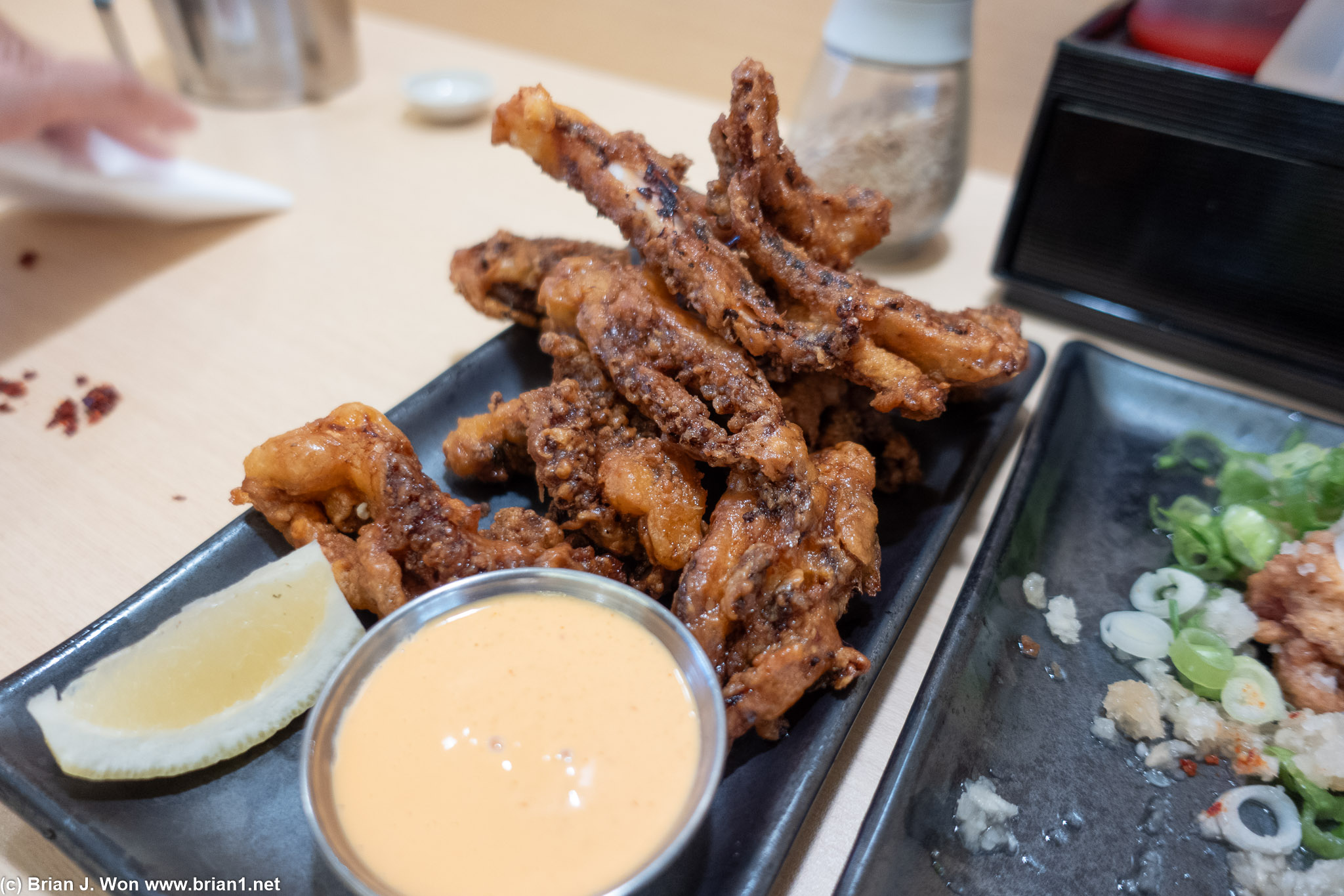 Deep fried squid was delicious.