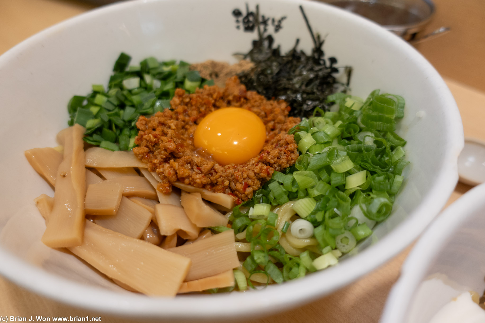 Homura aburasoba. A lot going on with the spicy minced pork, fish powder, and everything else.