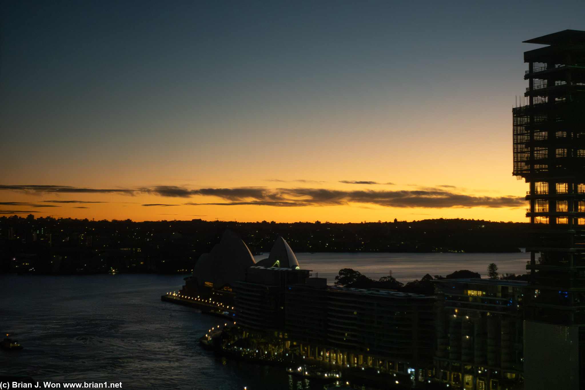 Sydney Opera House just before sunrise.