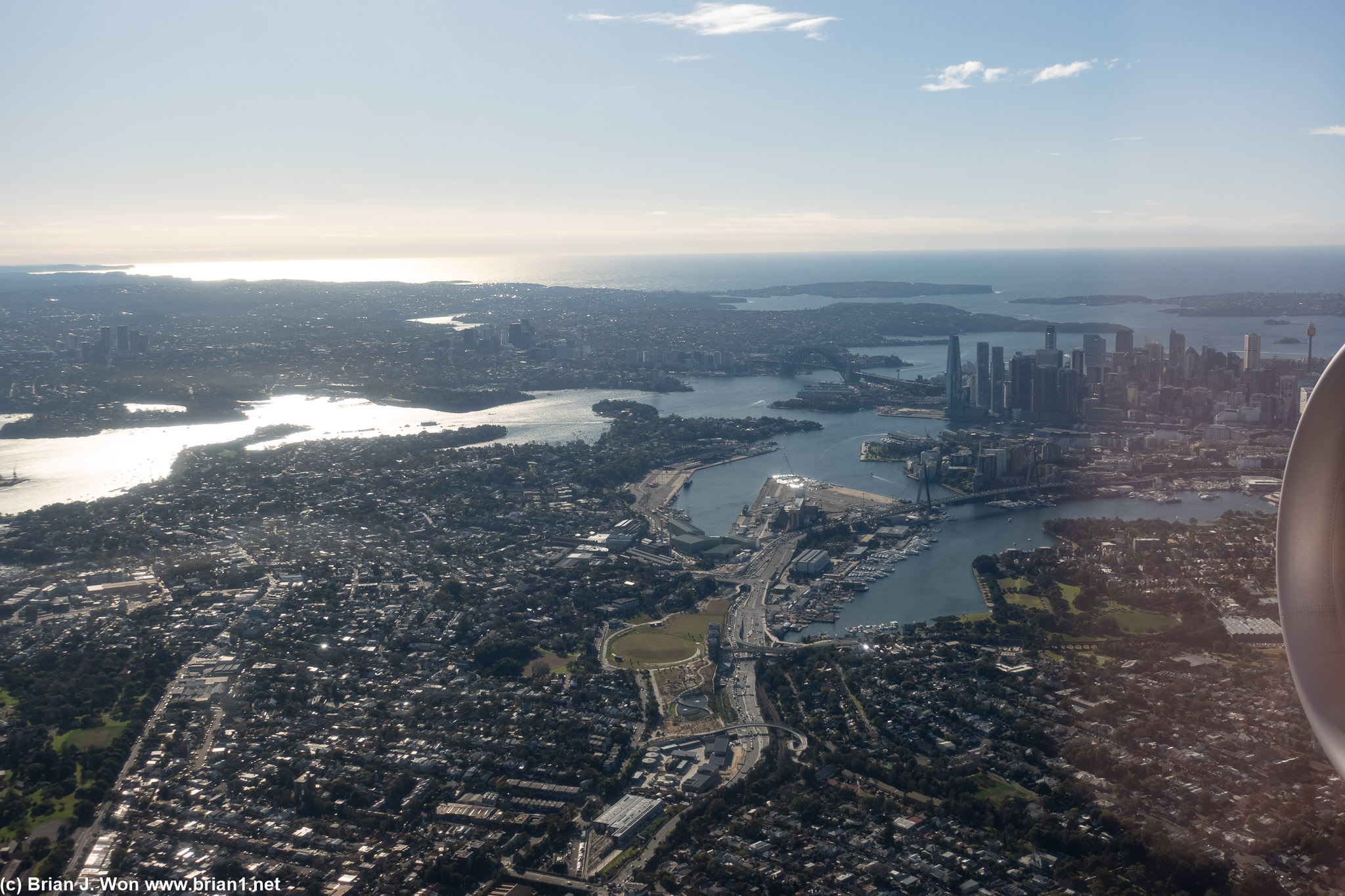 Beautiful view of Sydney Harbour during take-off.